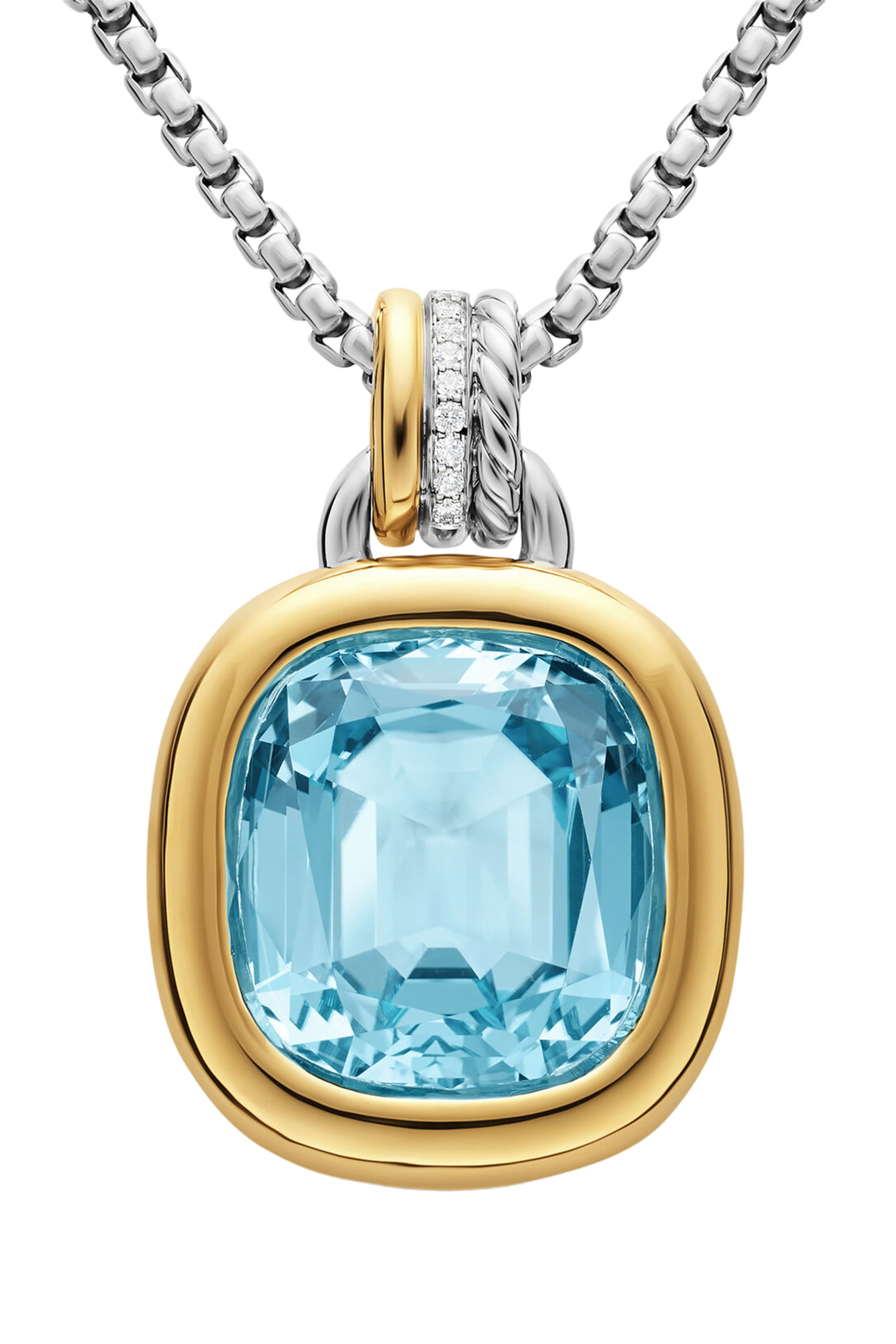  DY Mercer&reg; Color Amulet, Sterling Silver with 18K Yellow Gold, Sky Blue Topaz  Diamonds