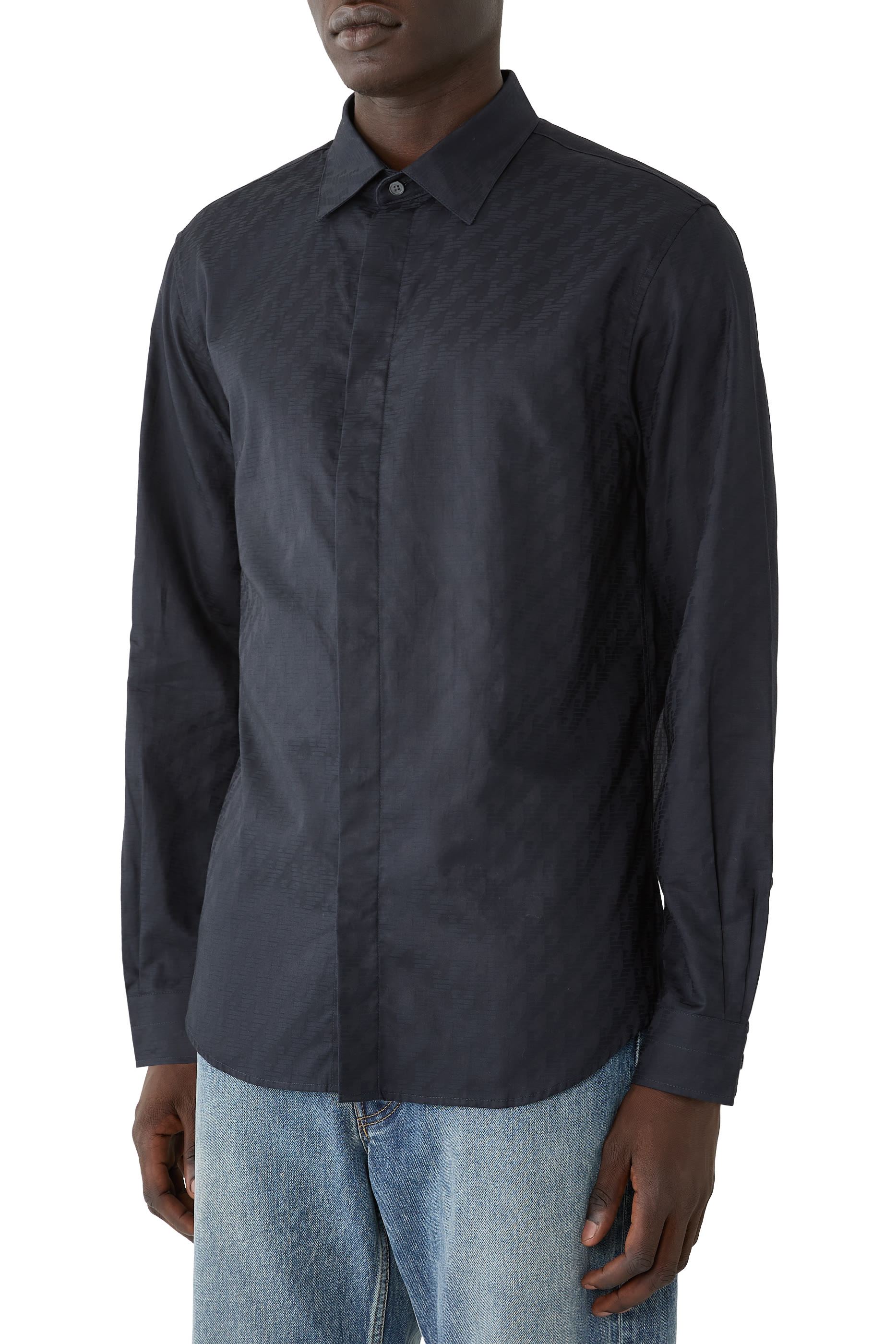 Regular Fit Shirt in Cotton Jacquard