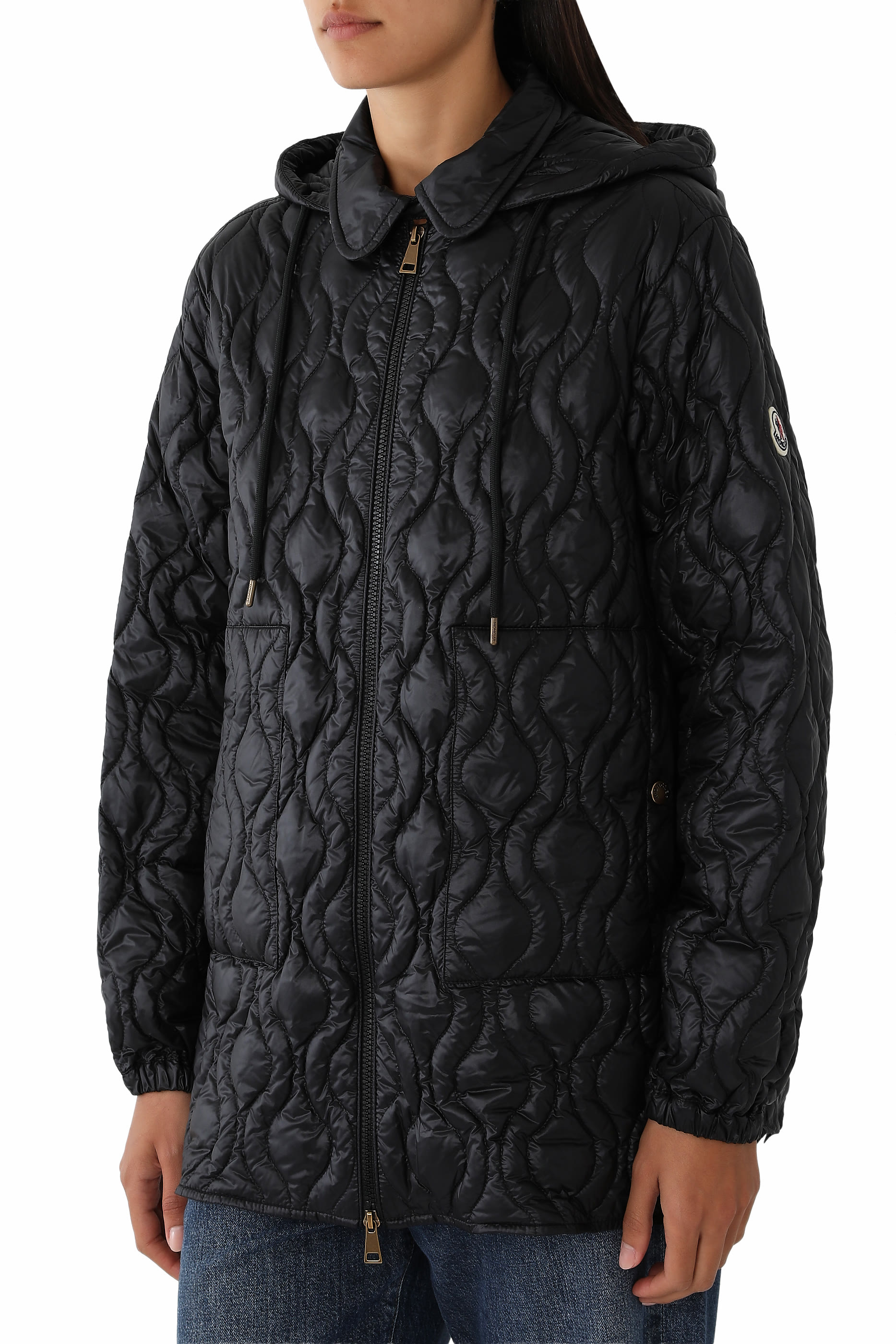 Balette Geometric Quilted Mid-Length Down Jacket 