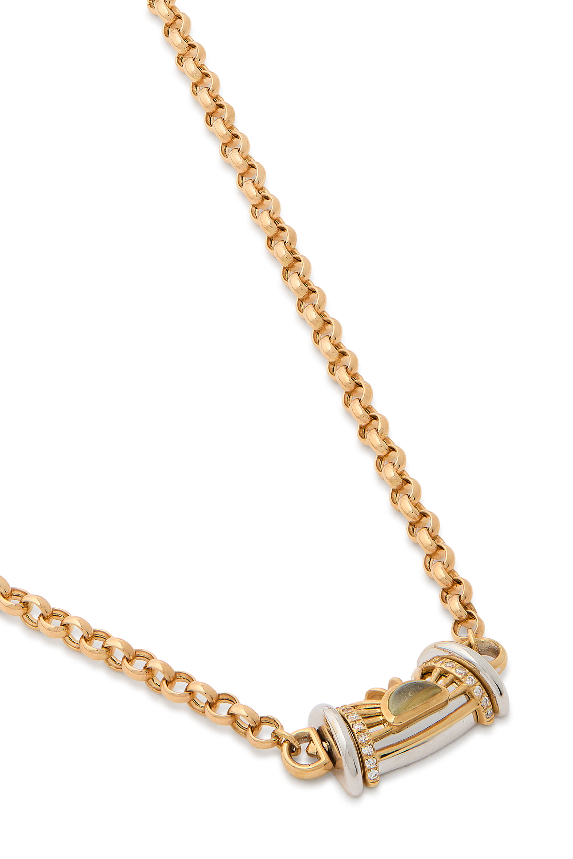 Warrior Dawn Necklace, 18K Yellow Gold with Diamonds  Orange Topaz 