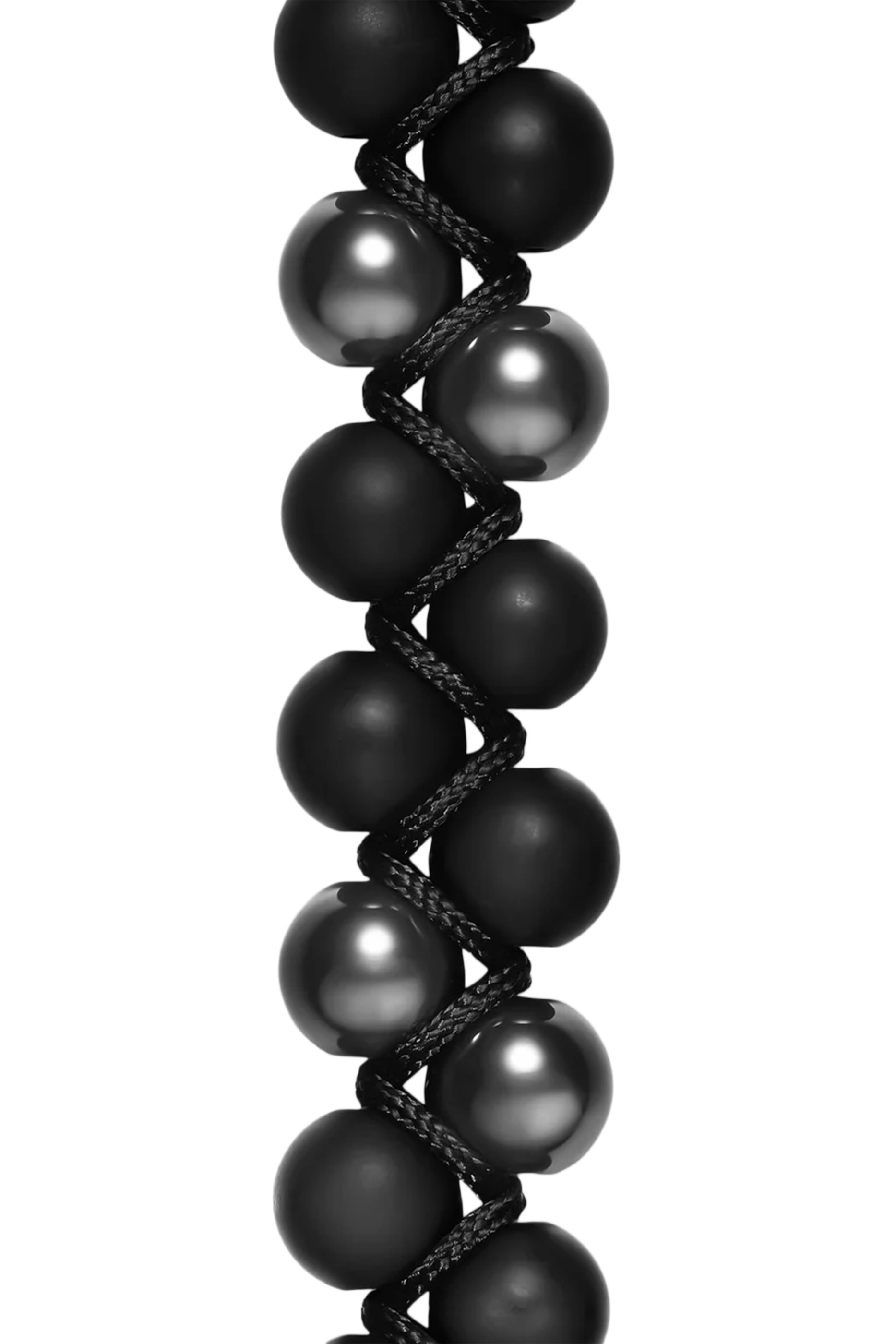 Spiritual Beads Two Row Woven Bracelet, Sterling Silver with Hematine, Nylon  Oynx