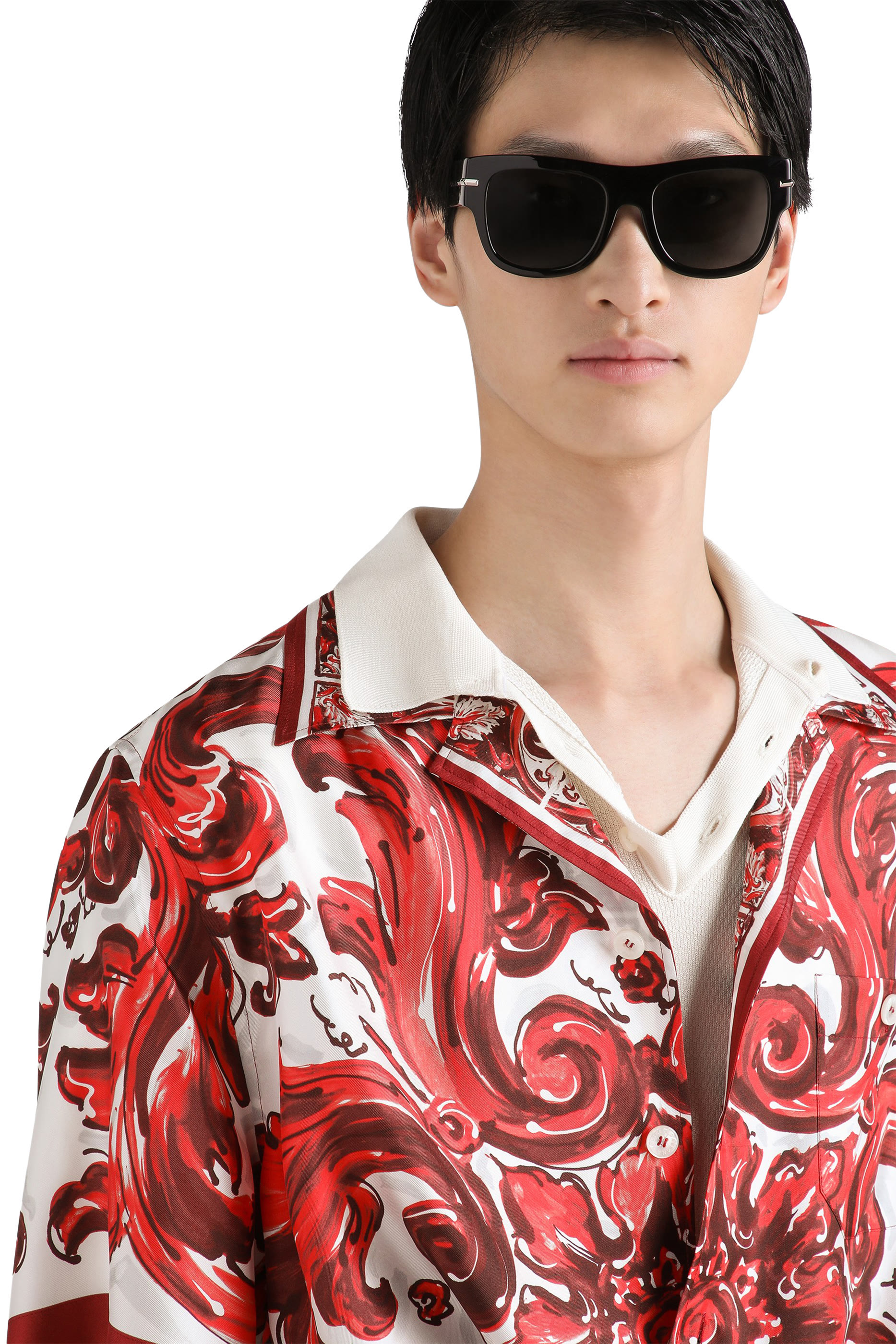 Majolica-Print Silk Twill Hawaii Shirt