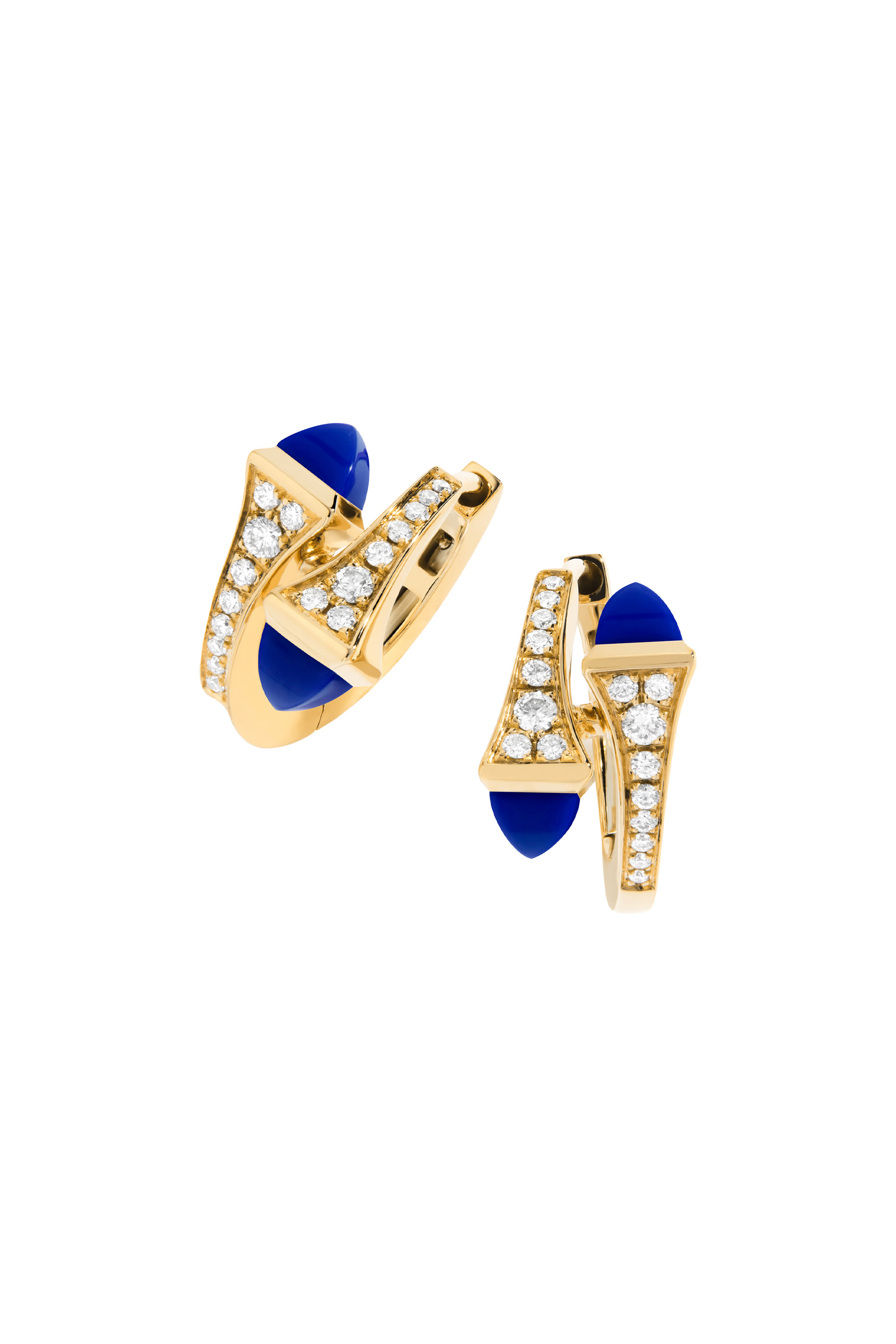 Cleo Diamond Huggie Earrings, 18k Yellow Gold  Lapis Lazuli