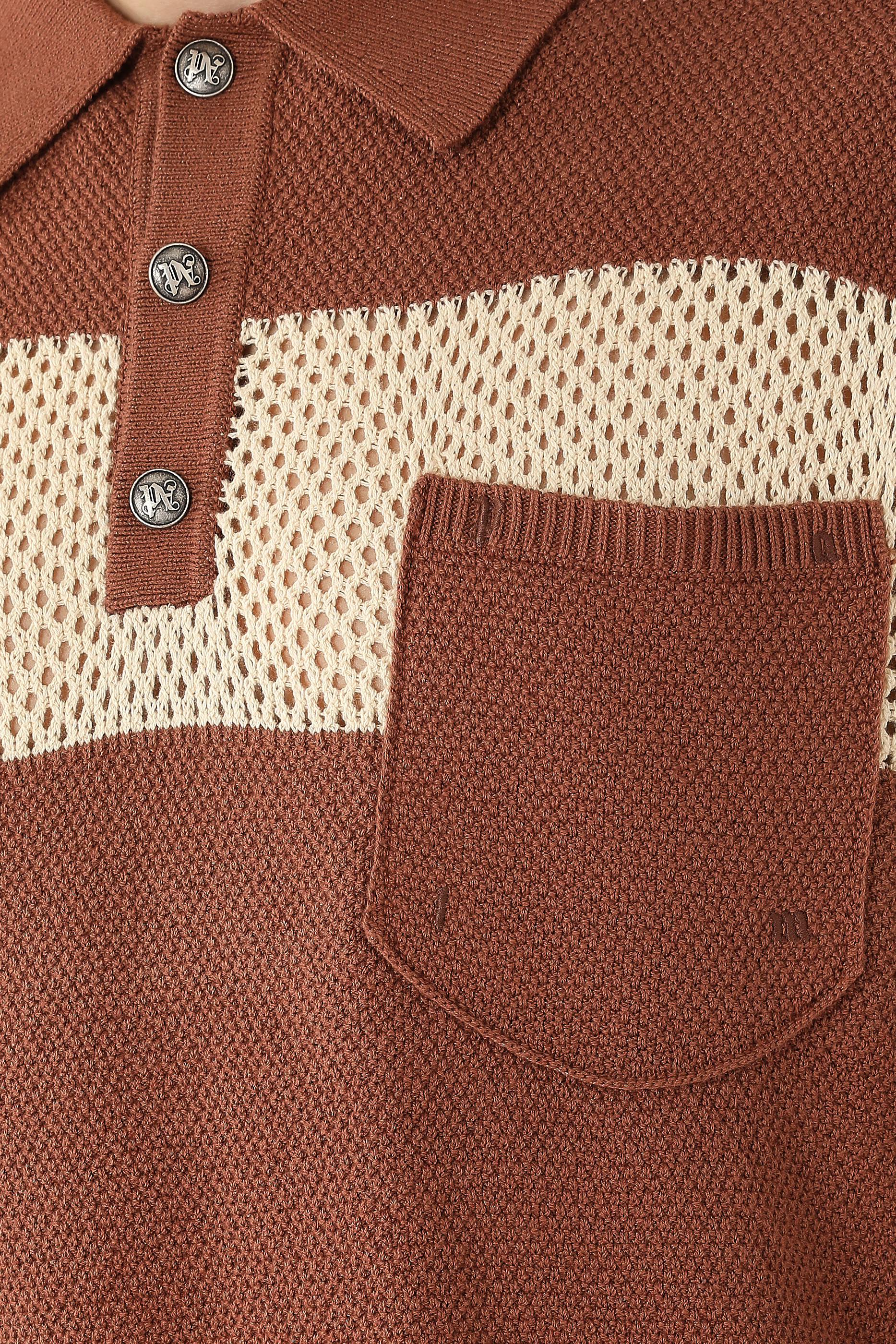  Palm Type Loose Knit Polo Shirt