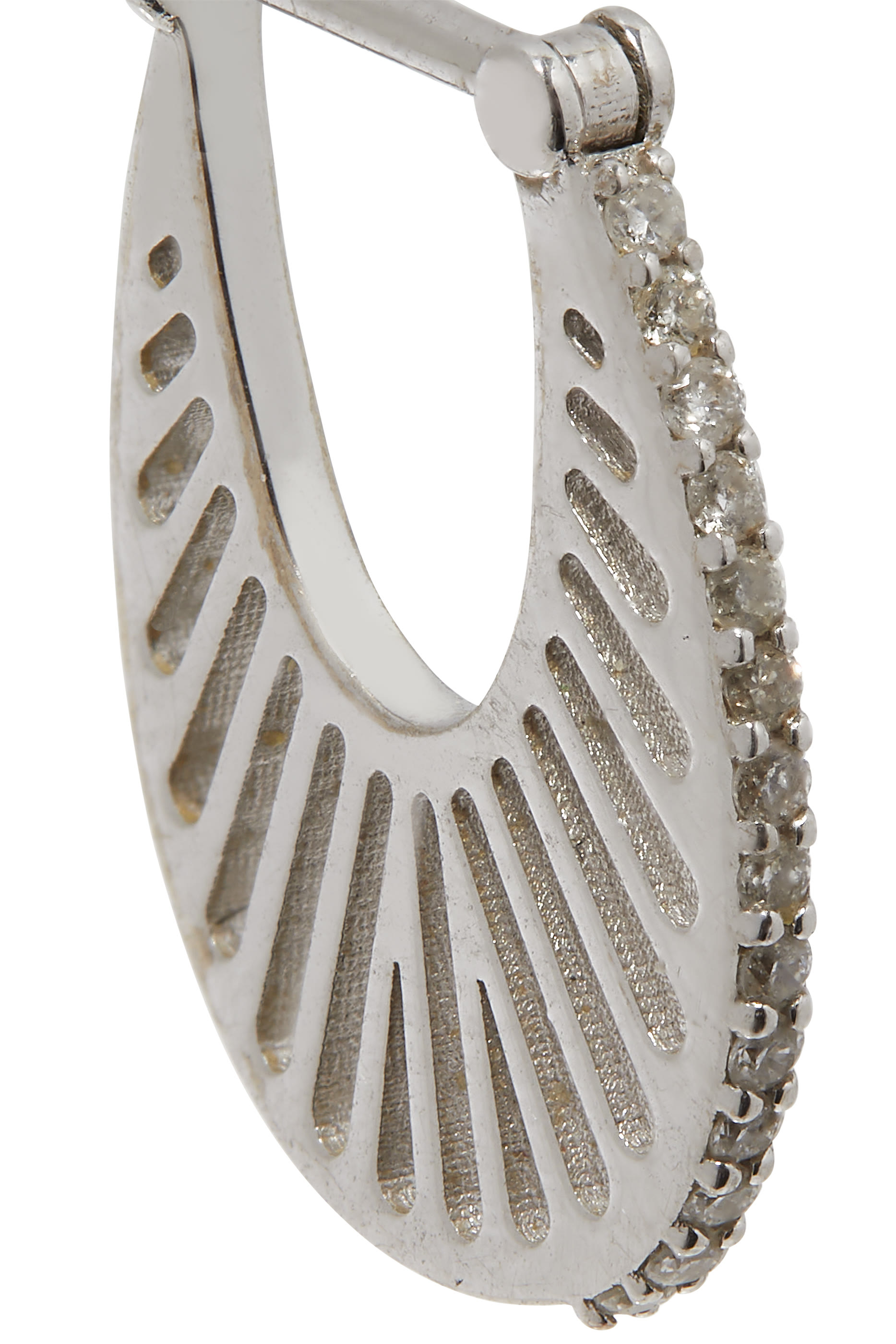 Flat Ray Size 2 Hoop Earrings, 18k White Gold  Diamonds