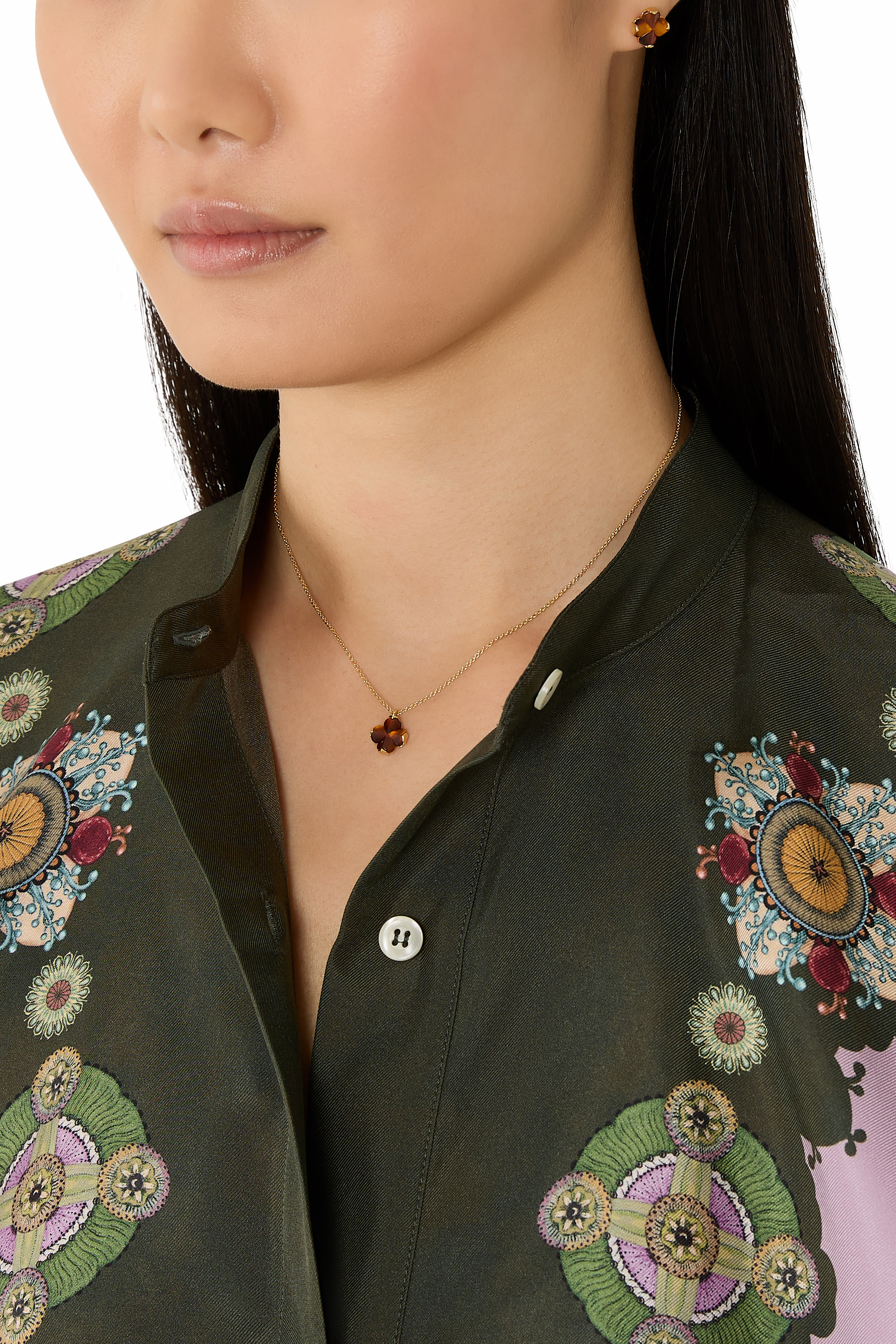 Spade Flower Studs Earrings, Acetate  Titanium Posts
