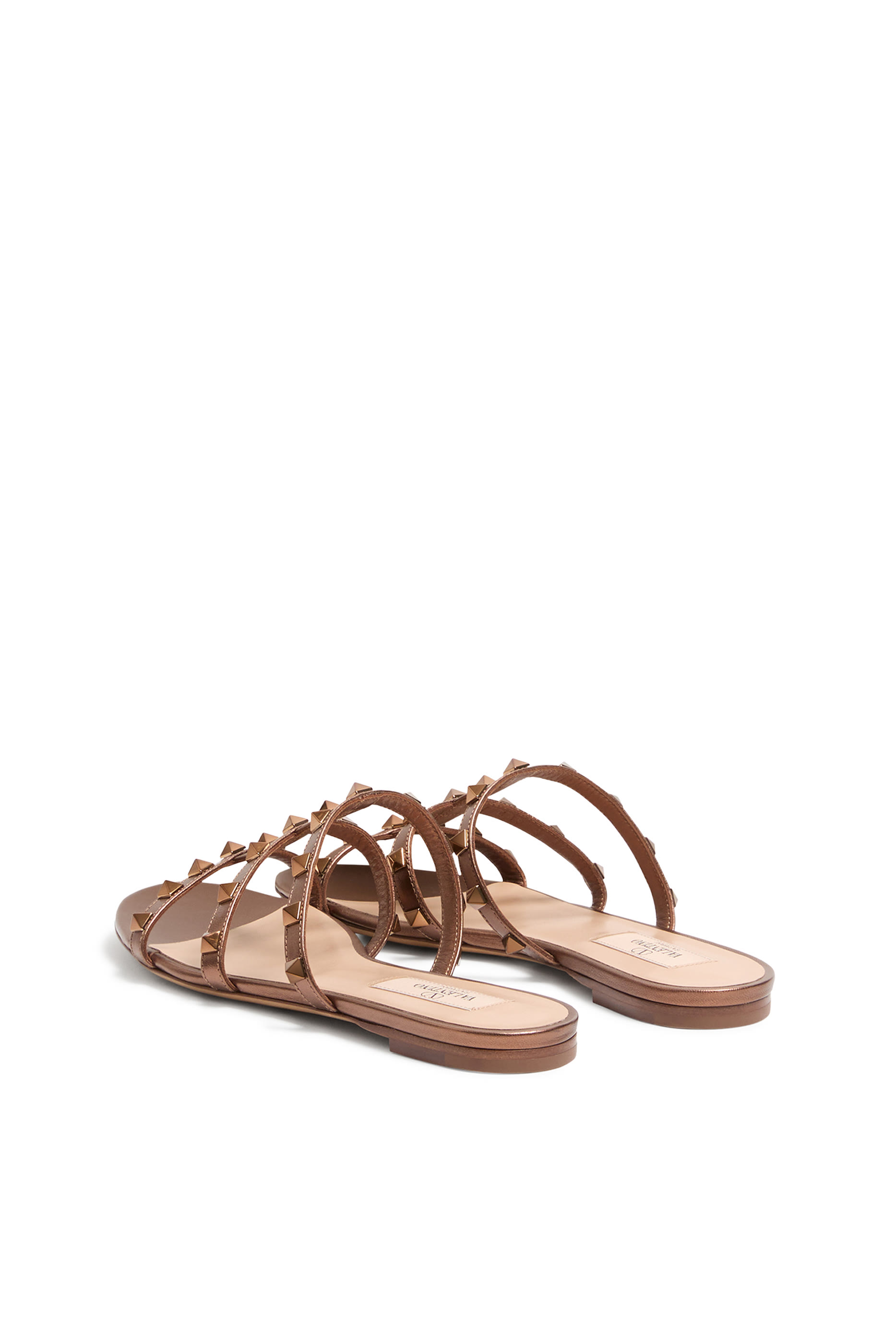 Rockstud Flat Metallic Nappa Slide Sandals