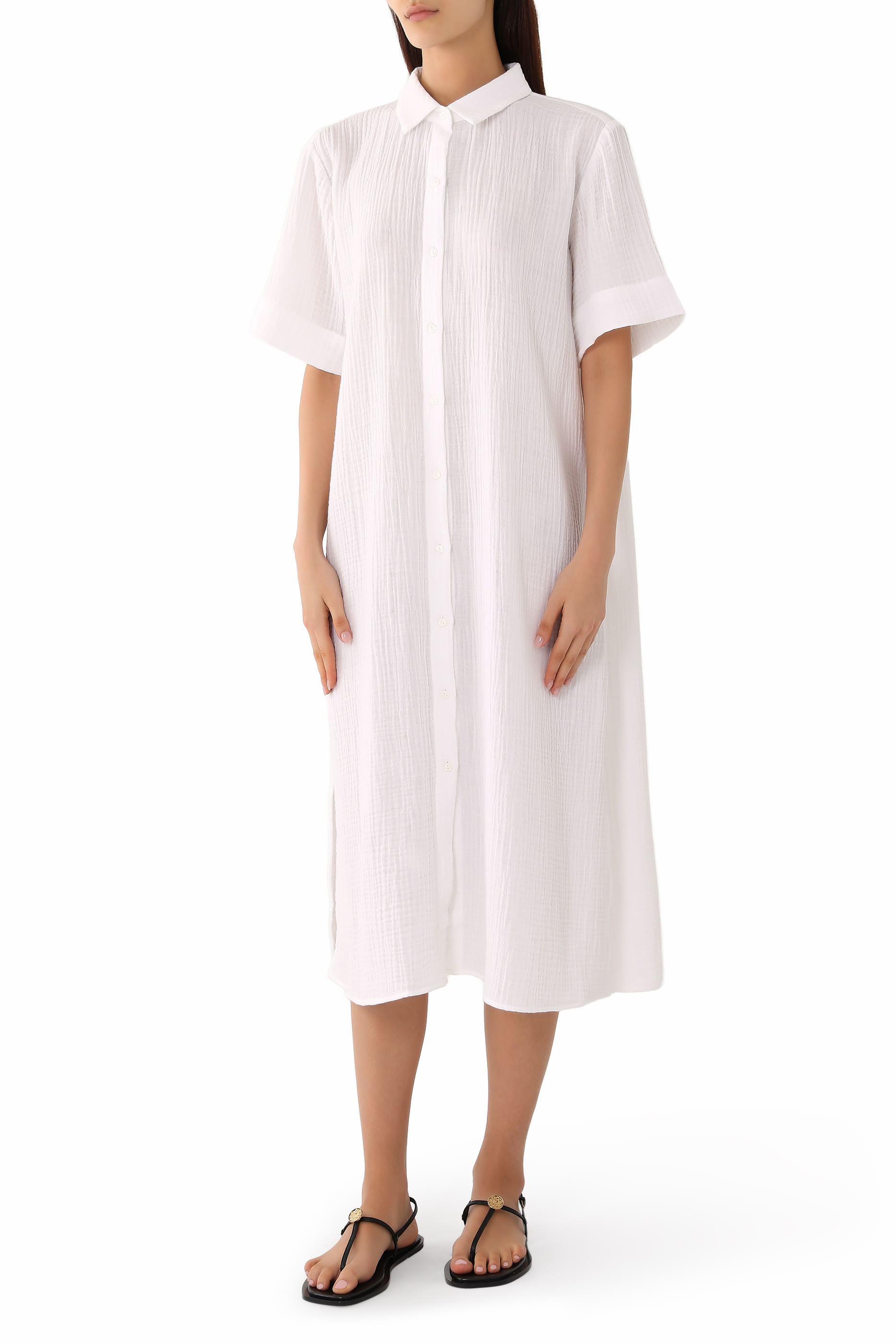 Classic Collar Midi Shirtdress