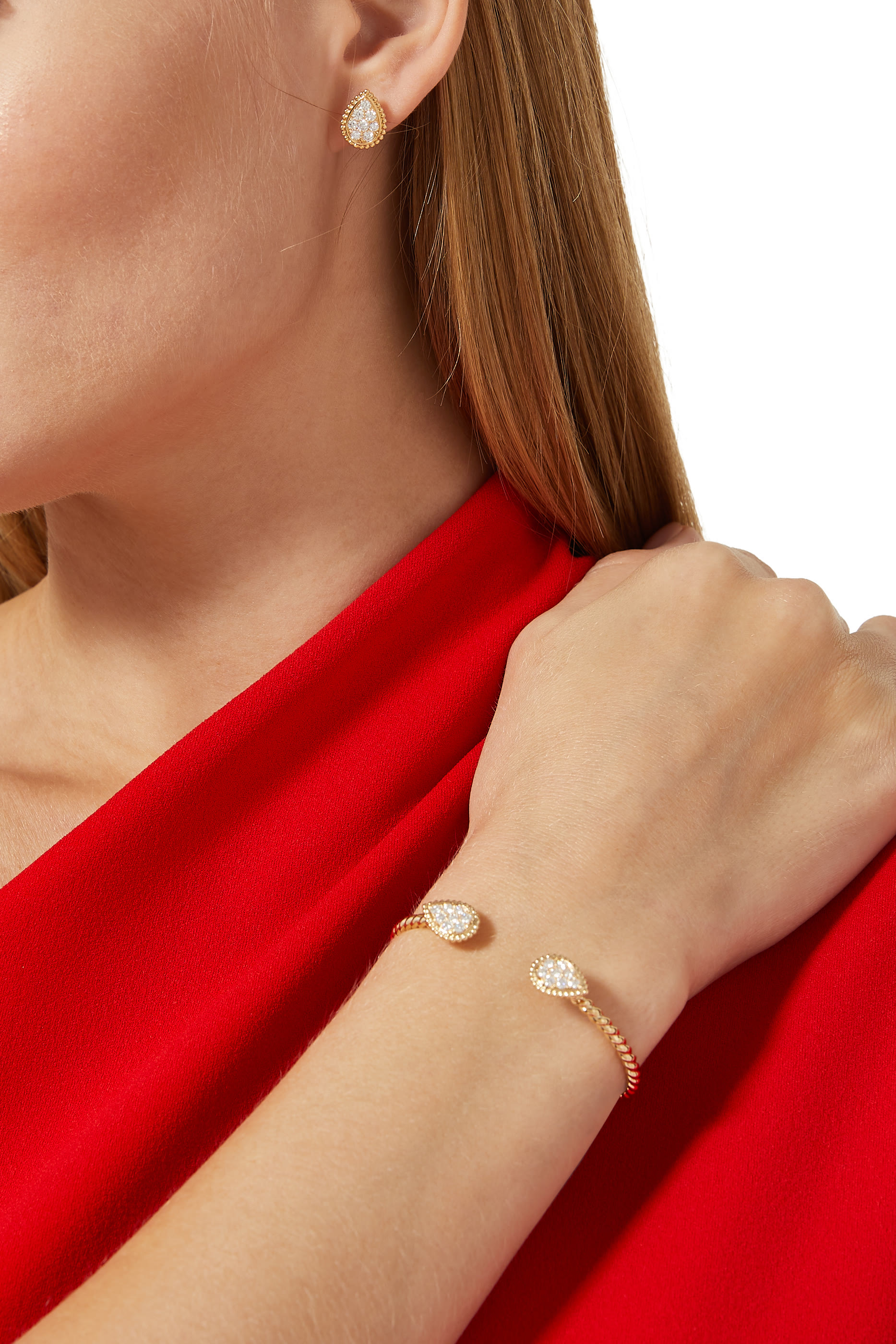 Serpent Boh&egrave;me S Motif Stud Earrings, 18k Yellow Gold  DIamonds