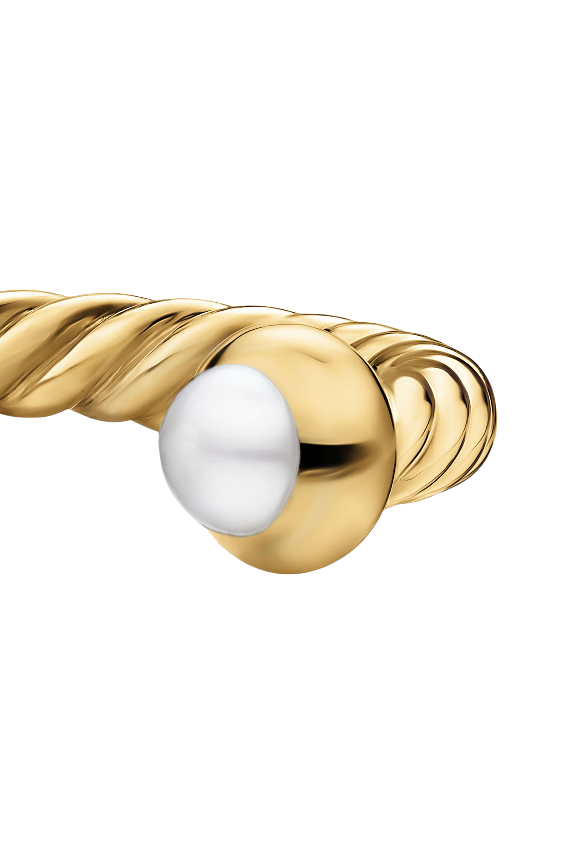 Micro Cablespira&reg; Flex Open Ring,  18K Yellow Gold  Pearls