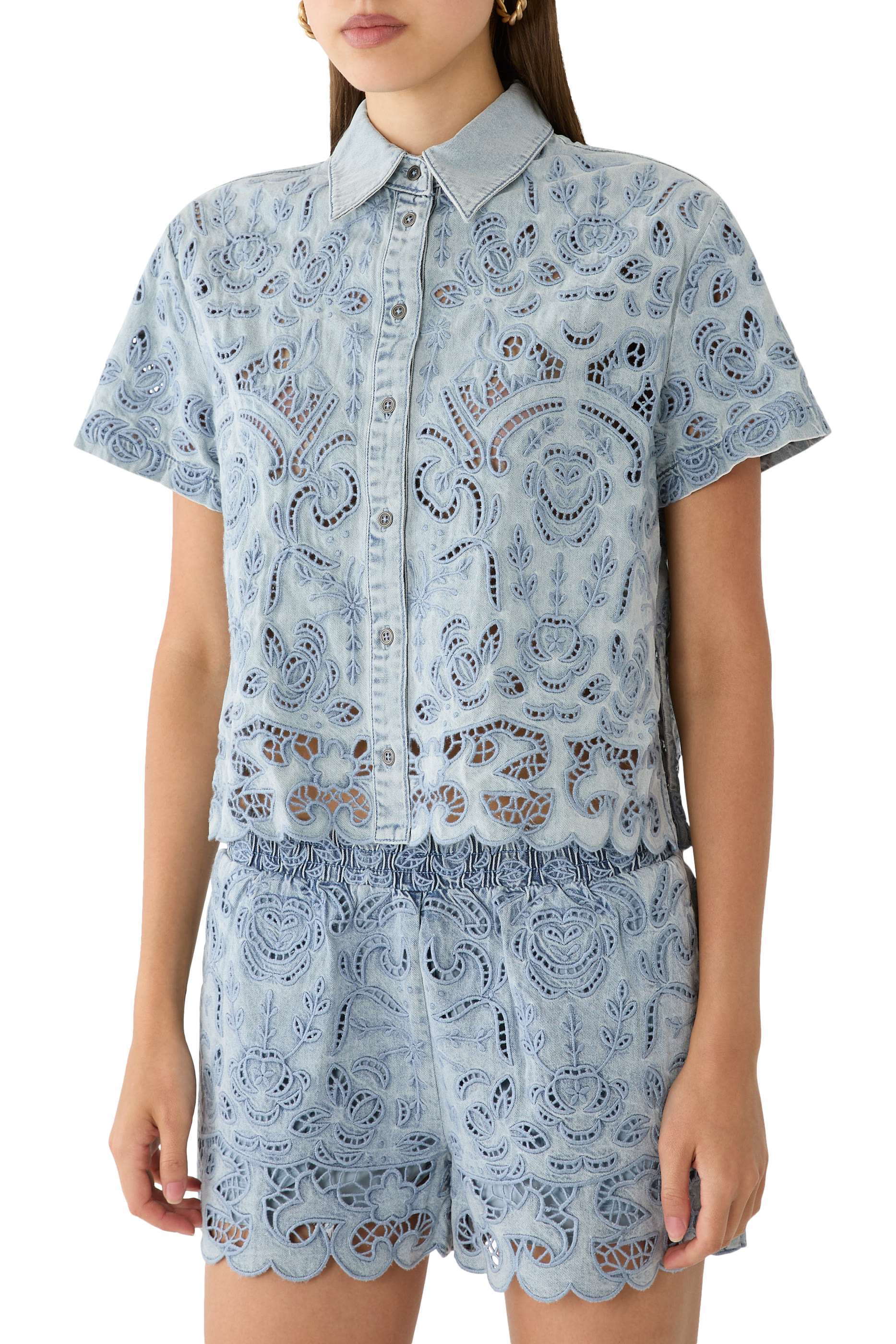 Lane Denim Button Down Top