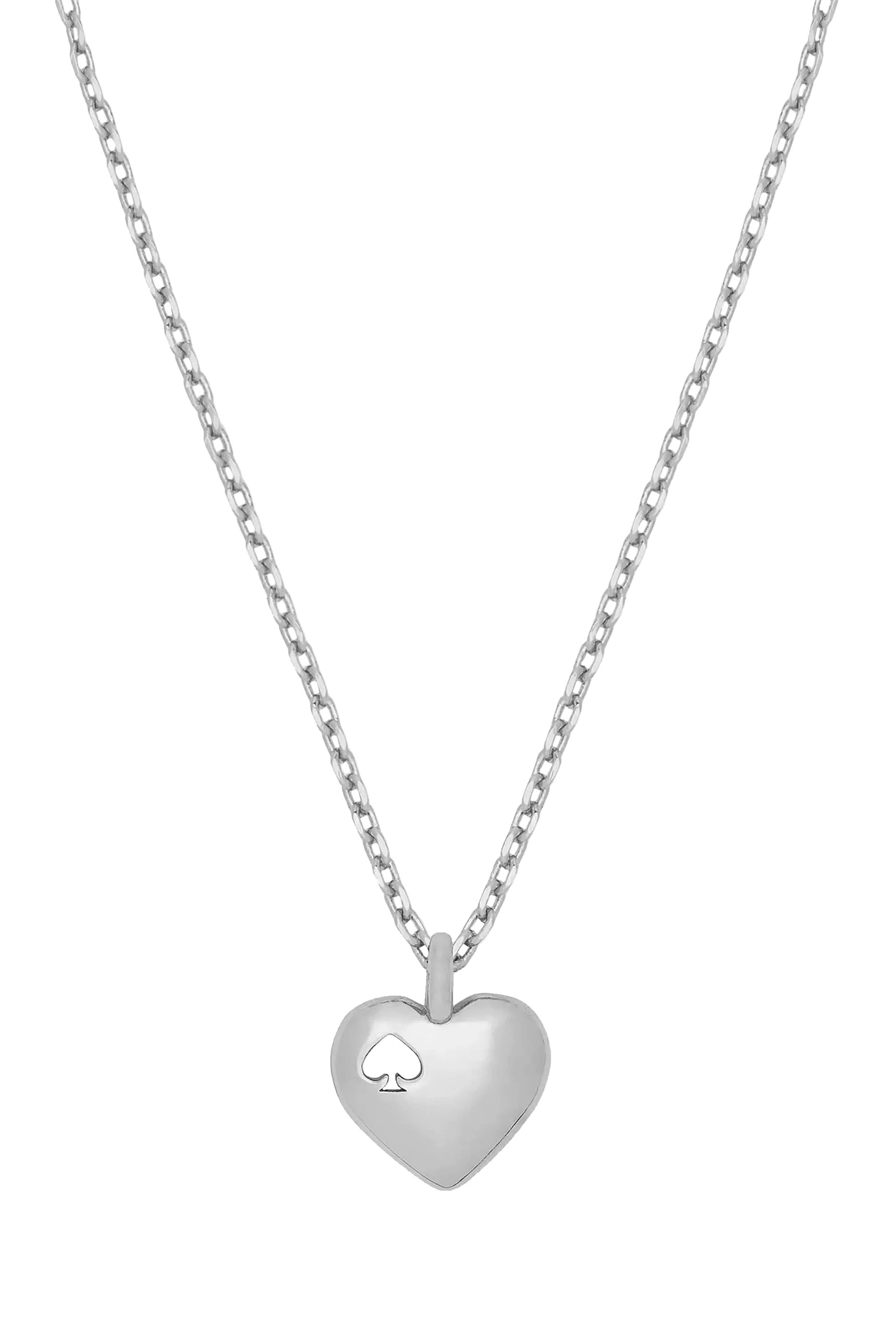 Heart and Spade Pendant Necklace, Cubic Zirconia  Brass