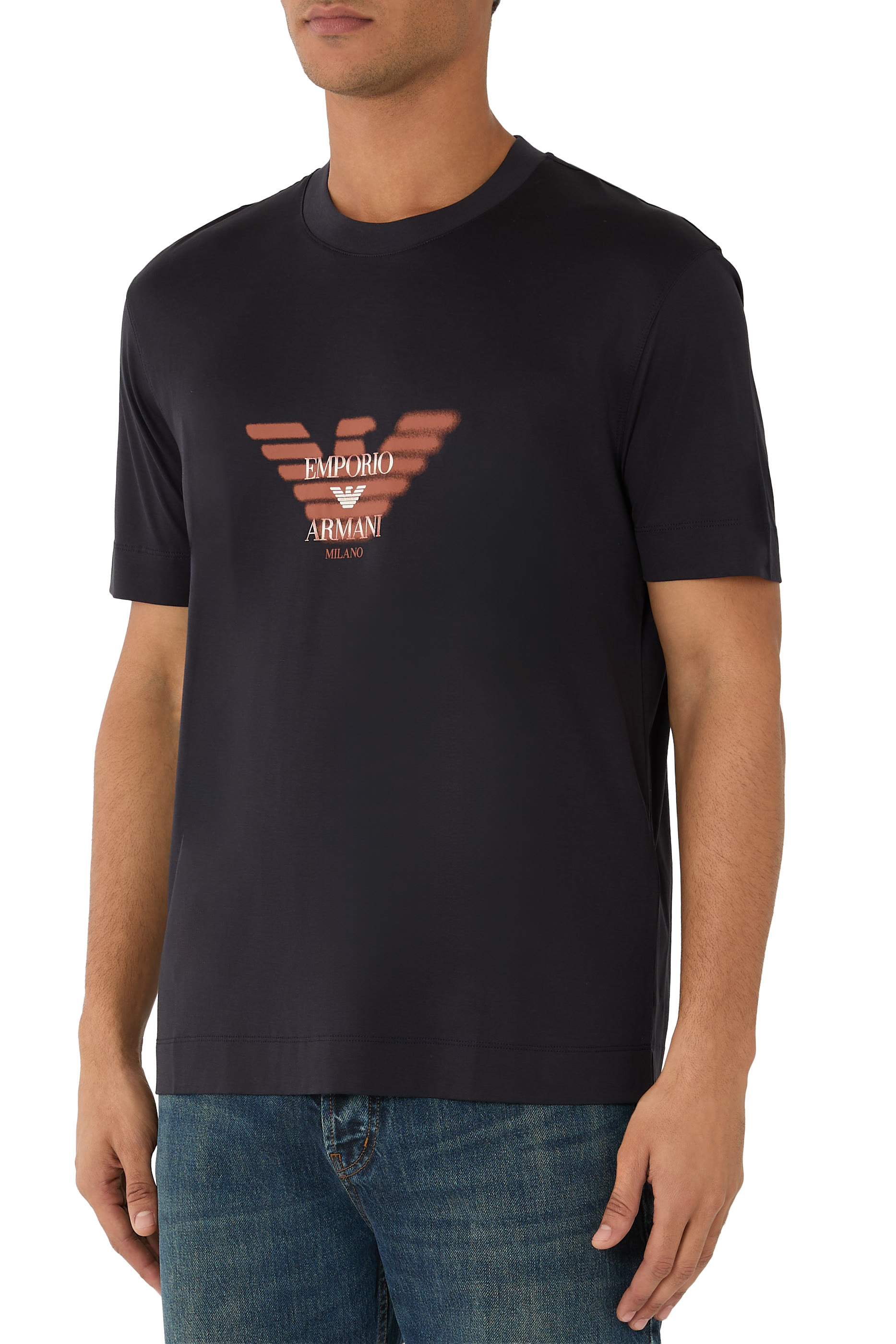 Graffiti Eagle Logo Print T-Shirt