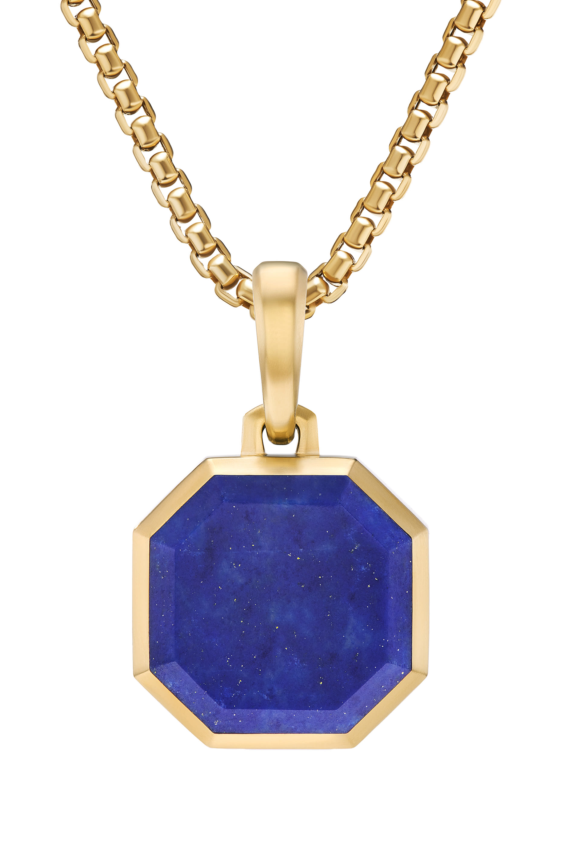 Faceted Lapis Stone Amulet Pendant, 18k Gold