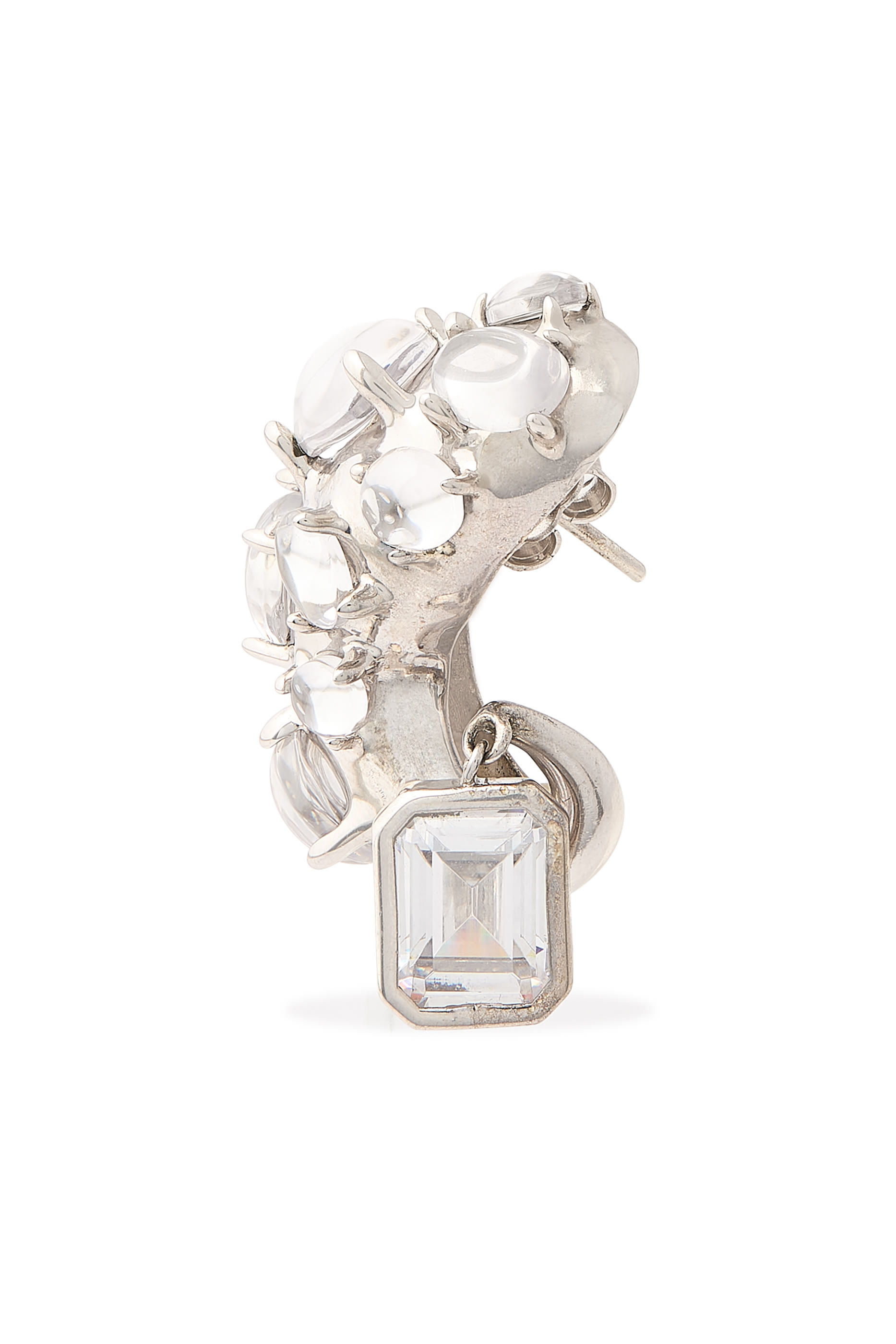  Maxi Alien Emeraldcut Single Drop Earring,  925 Sterling Silver  Crystals