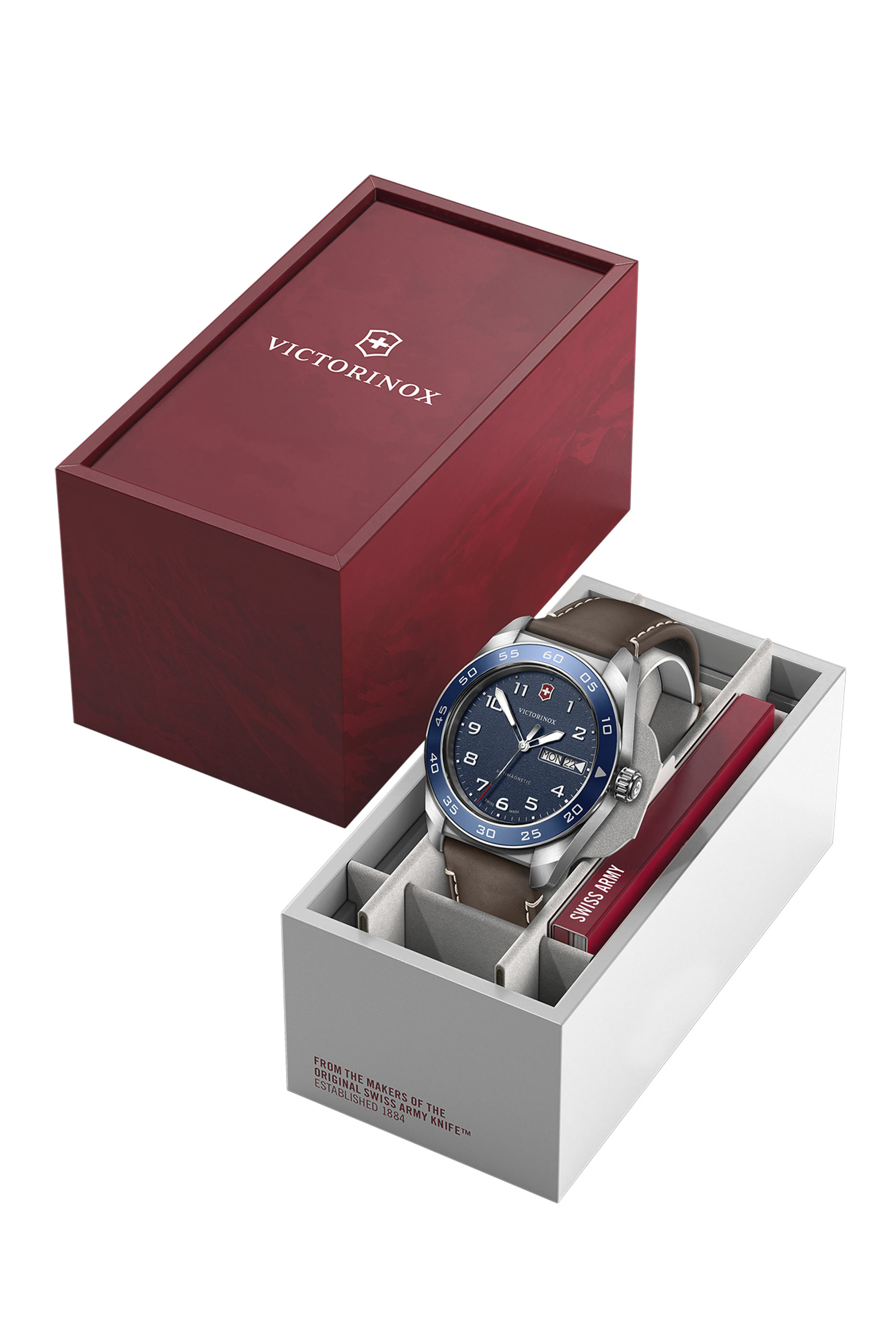 Swiss Army Quartz Watch, Stainless Steel  Leather, 42mm