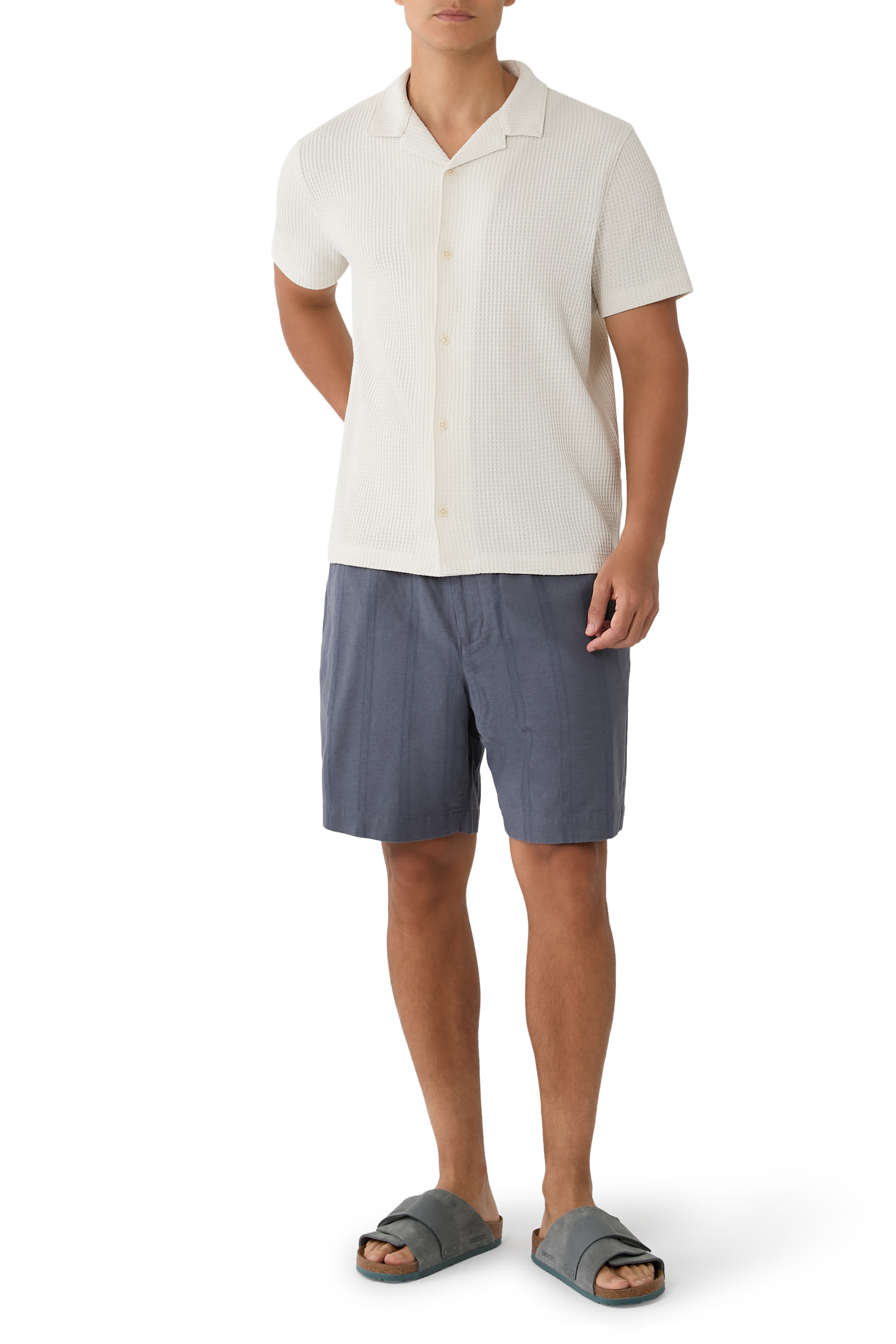 Macro-Waffle Cotton-Blend Cabana Shirt