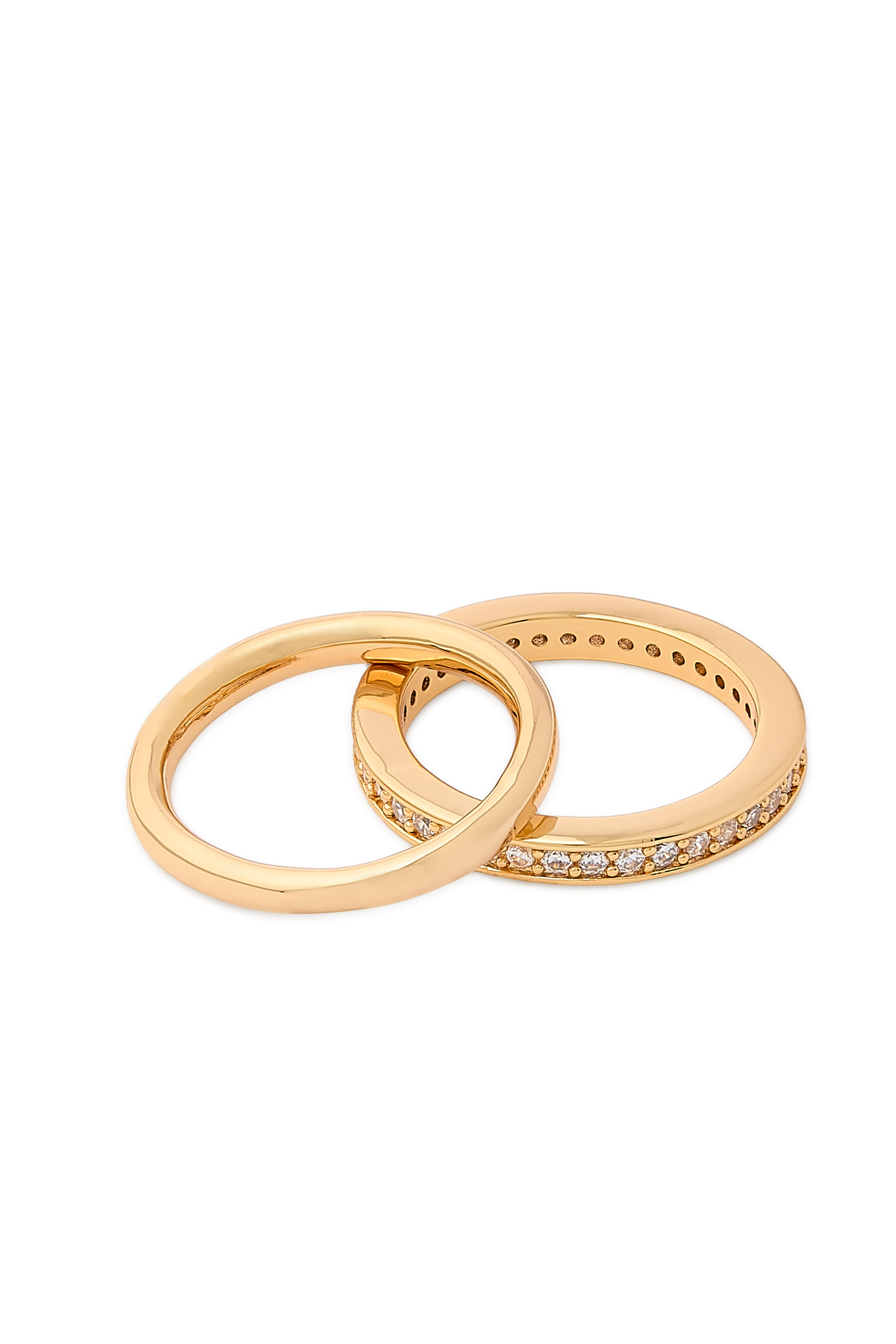 Vroom Ring Set, 14K Gold Plated Brass  Cubic Zirconia