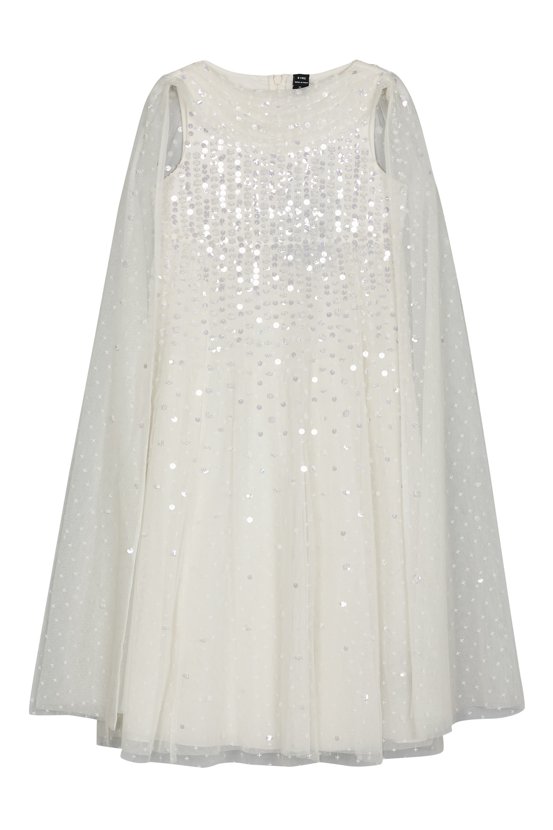 Kids Moonlight Sequin Draped Cape Gown