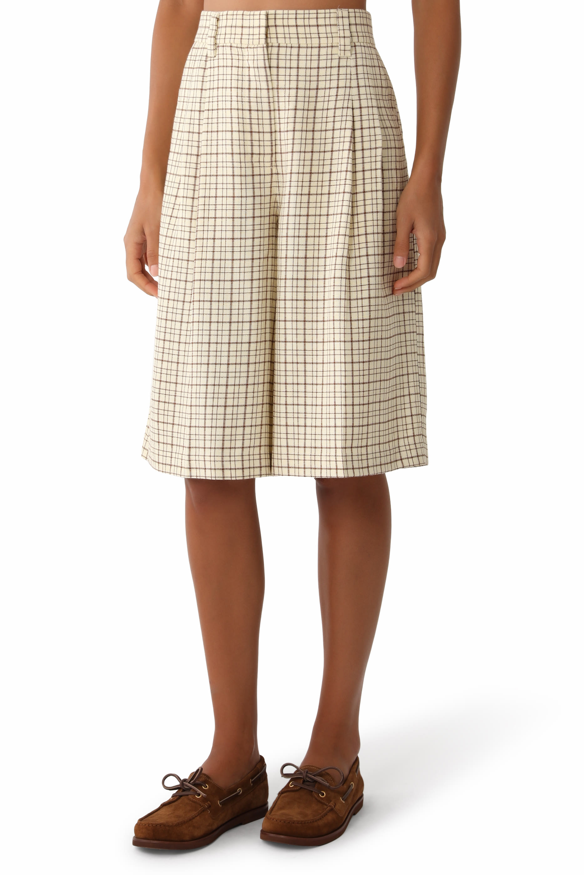  Pleat Check Shorts