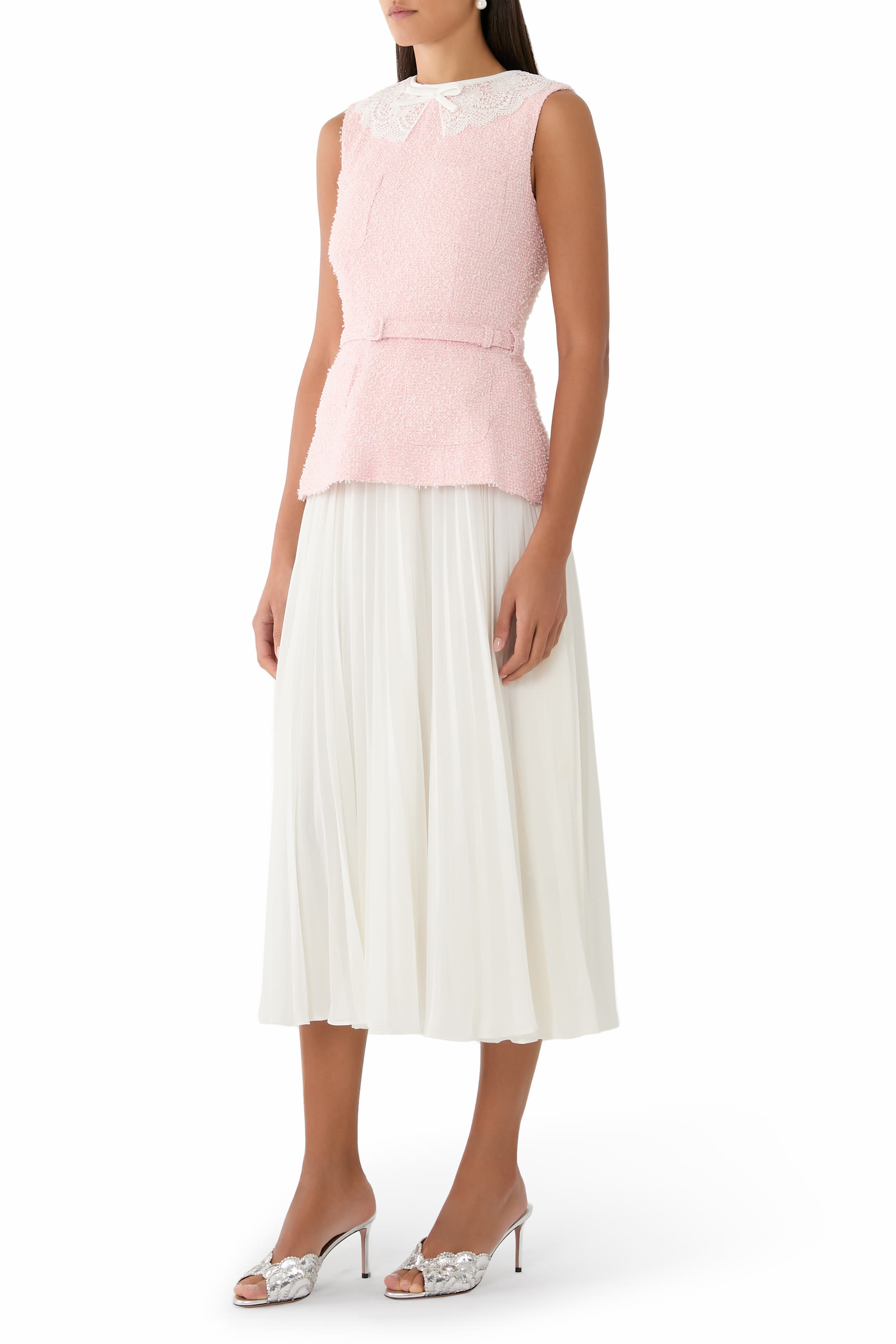Boucle Lace Collar Midi Dress
