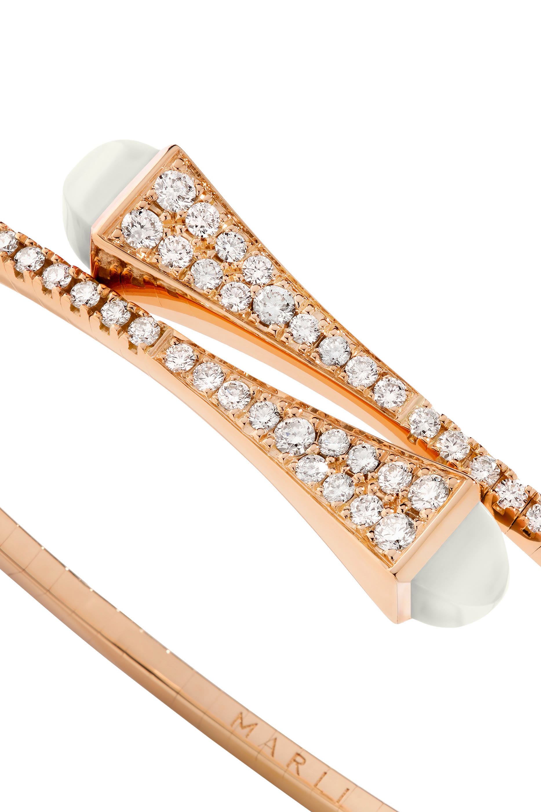 Cleo Bracelet, 18k Rose Gold with Diamond  White Agate