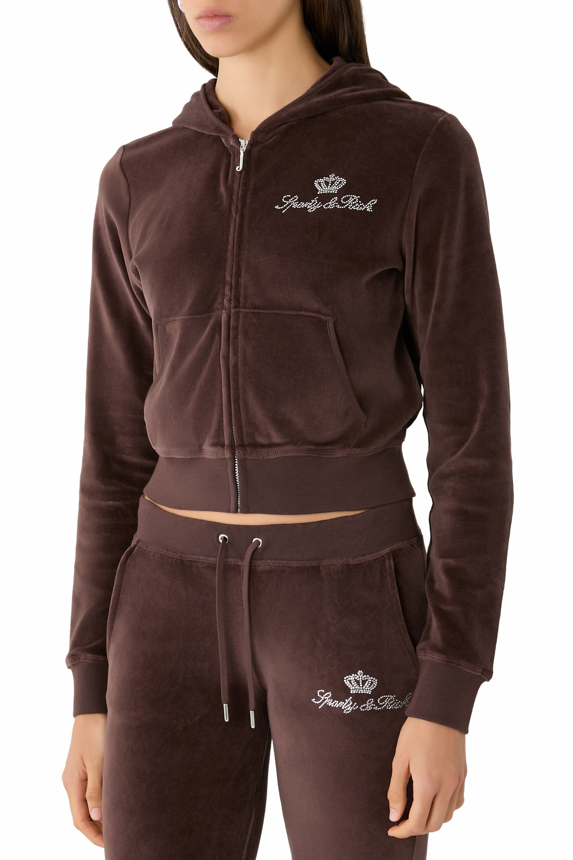 Juicy Script Velour Zip Hoodie