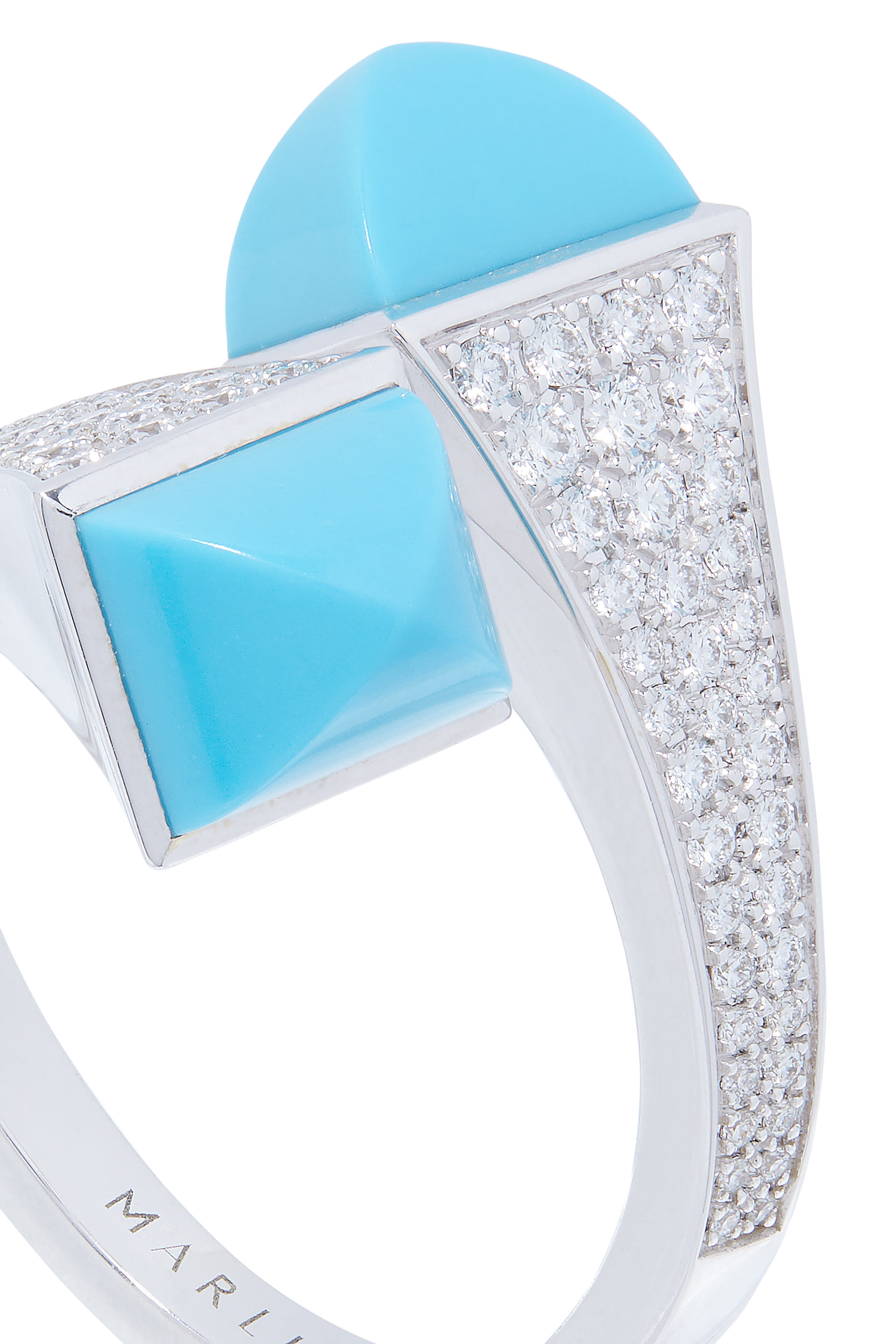 Cleo Ring, 18k White Gold with Turquoise  Diamonds