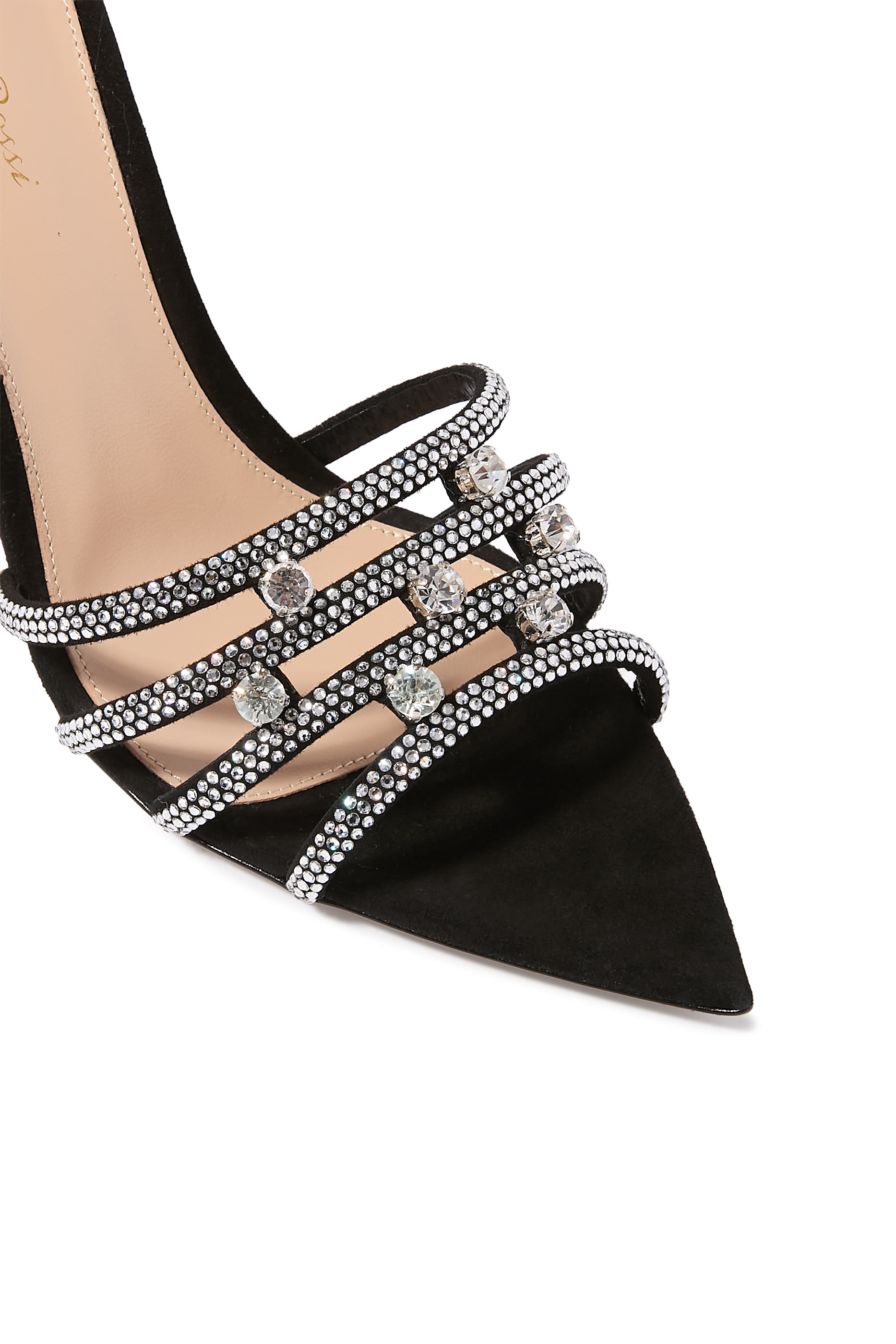 Elisabeth 85 Embellished Mules in Suede Leather