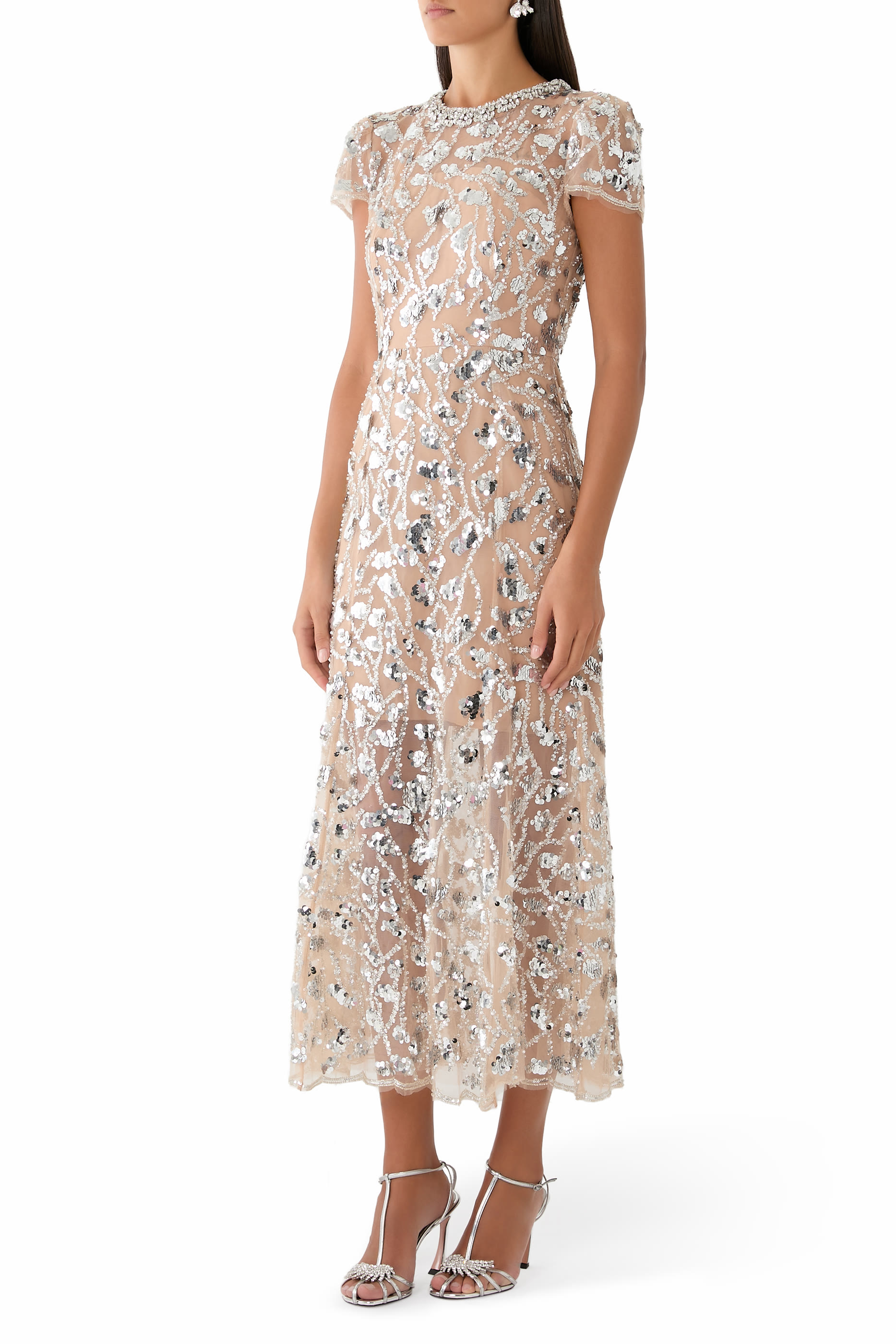 Sequin Embellished Midi Dress