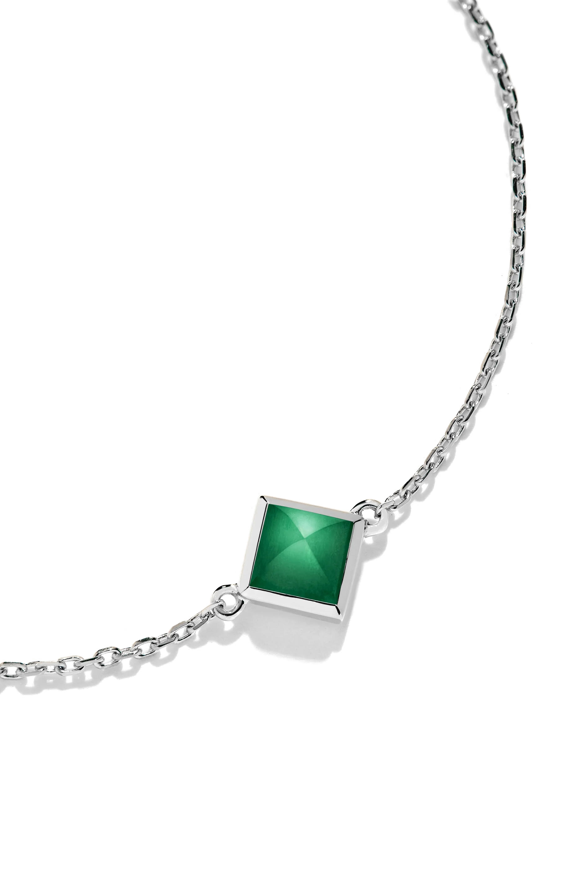 Cleo Pyramid Bracelet, 18k White Gold  Agate