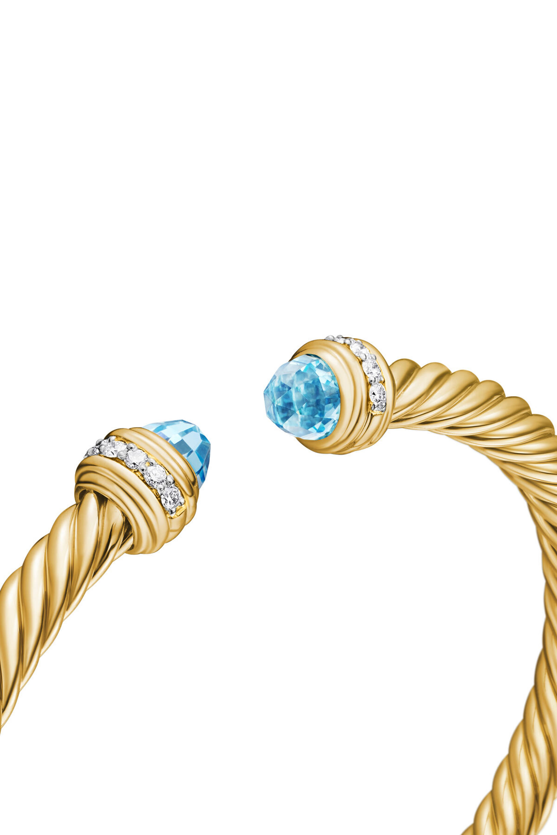  Classic Cablespira&reg; Bracelet,  18K Yellow Gold with Blue Topaz  Diamonds