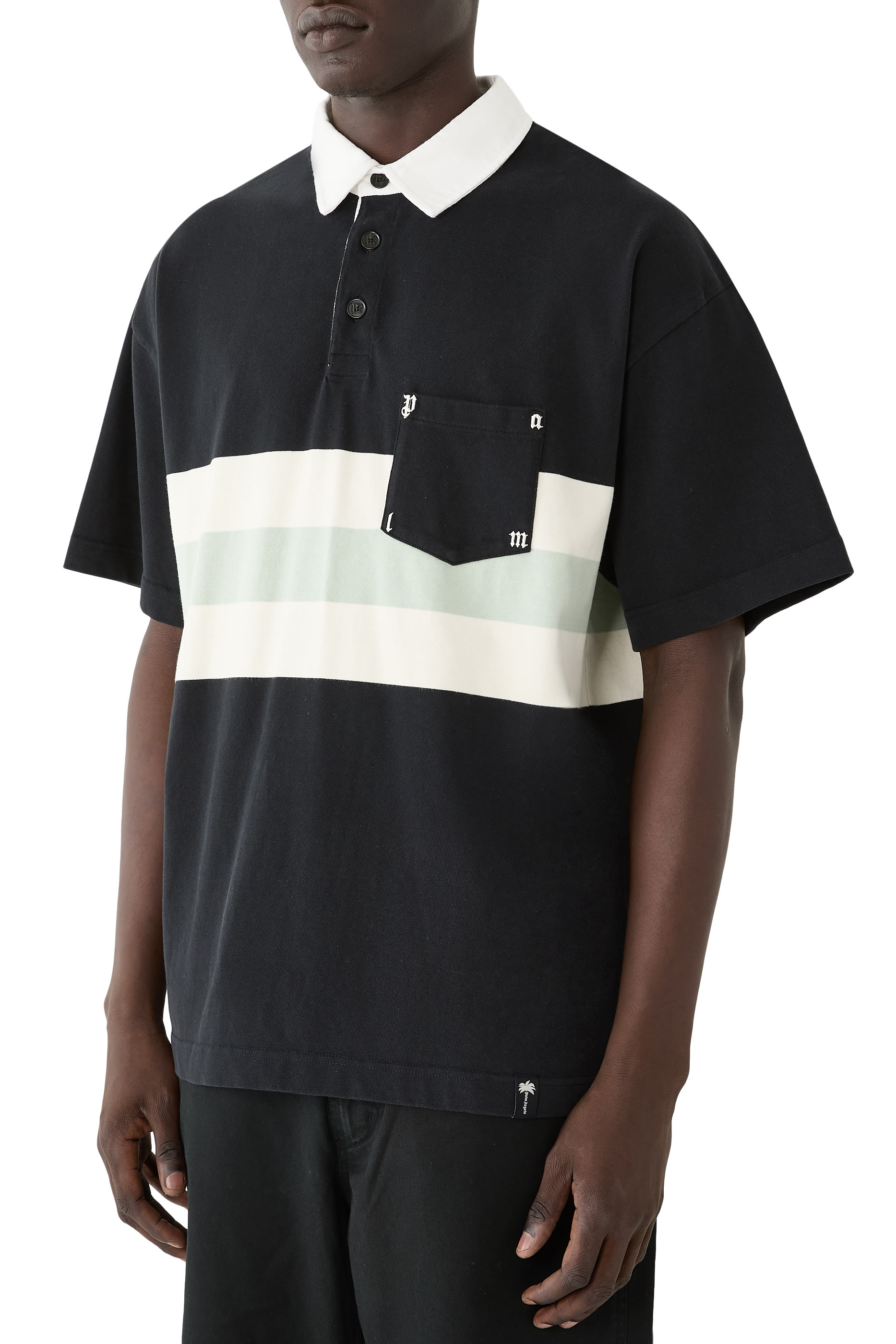  Palm Type Stripe Loose Polo