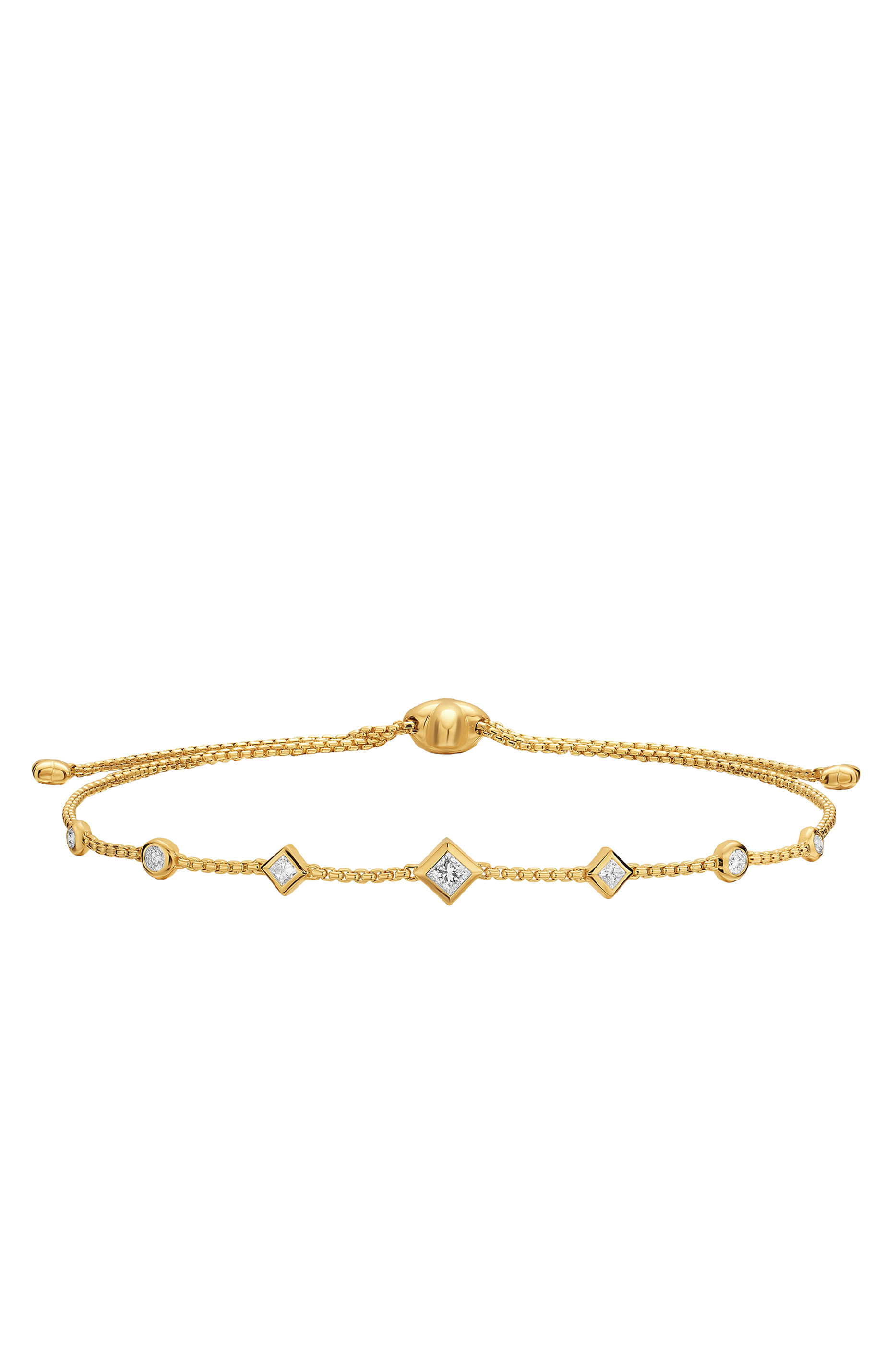 Petite Modern Renaissance&reg; Station Chain Bracelet, 18 Yellow Gold  Diamonds