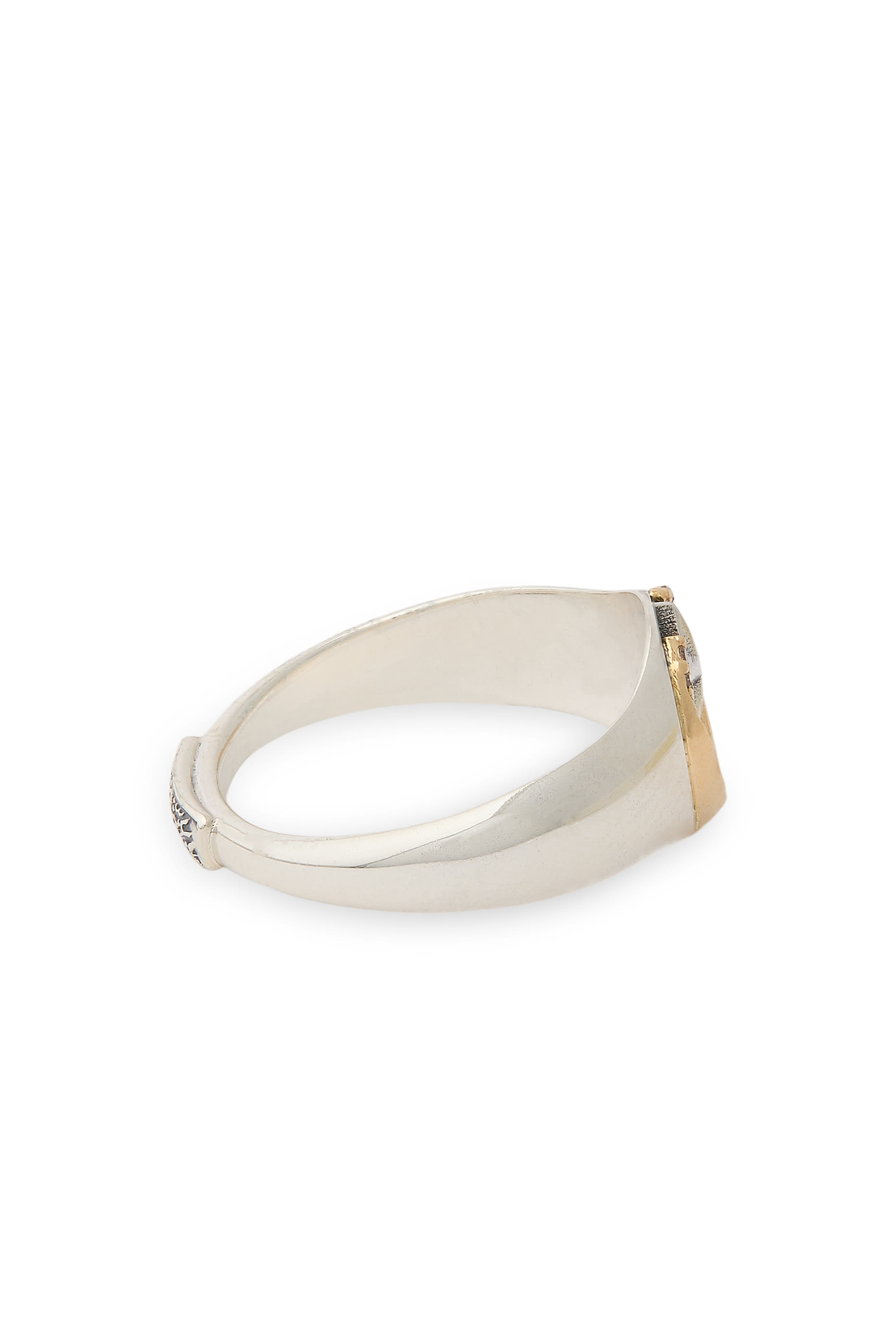 Star  Crescent Chevalier Ring, 18K Gold and Sterling Silver  Champagne Diamonds