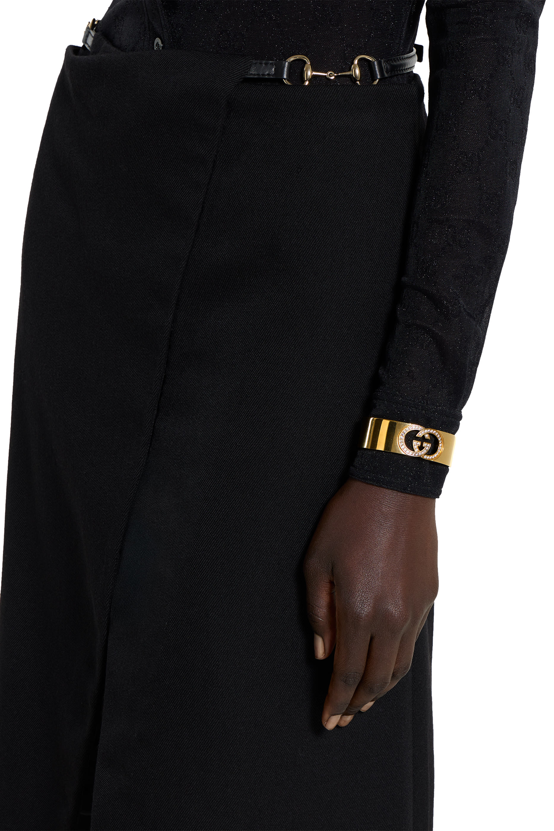 GG Interlocking Crystal Cuff Bracelet
