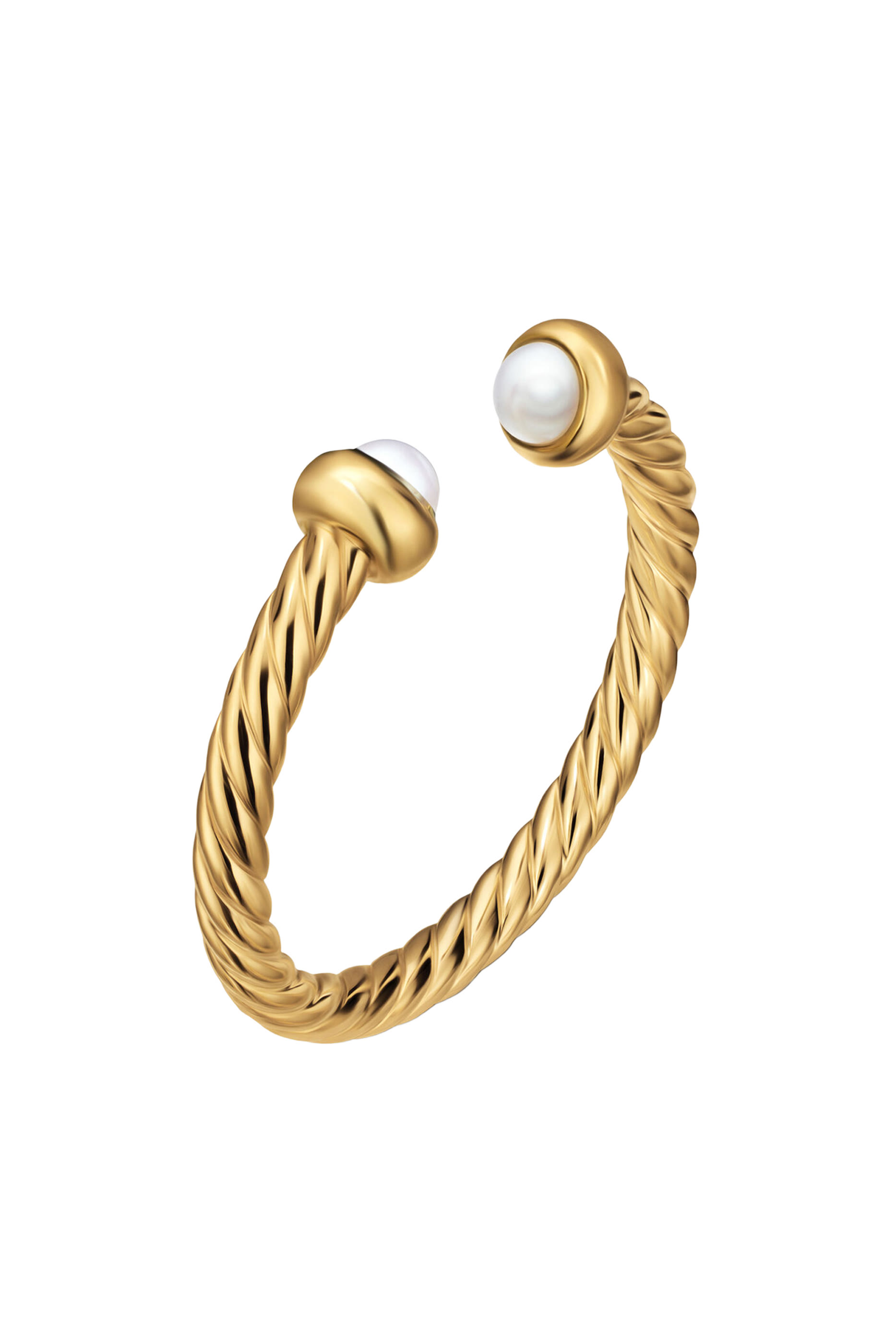 Micro Cablespira&reg; Flex Open Ring,  18K Yellow Gold  Pearls