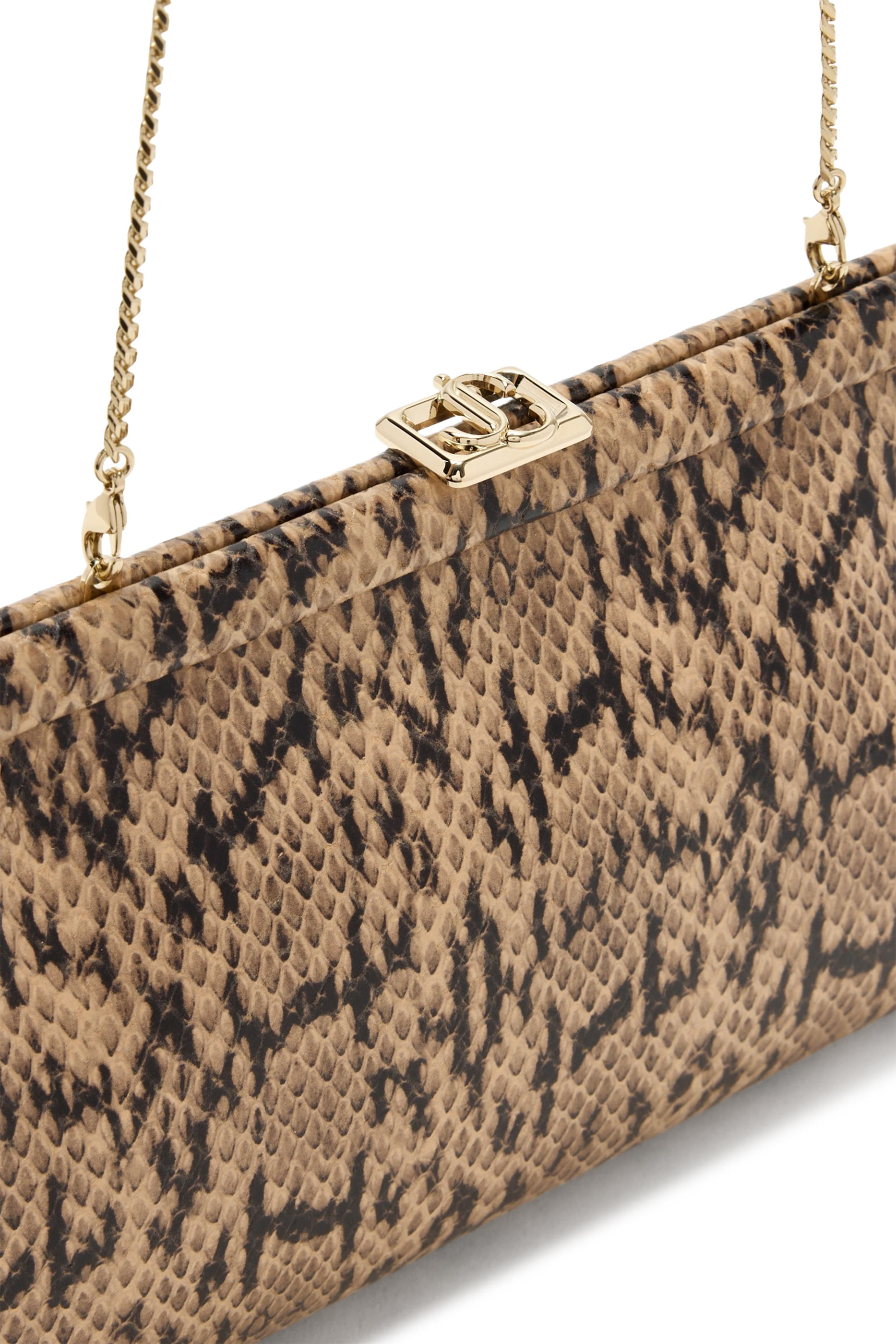 Skylar Gold Candy Wrap Leather Clutch with Square JC Clasp