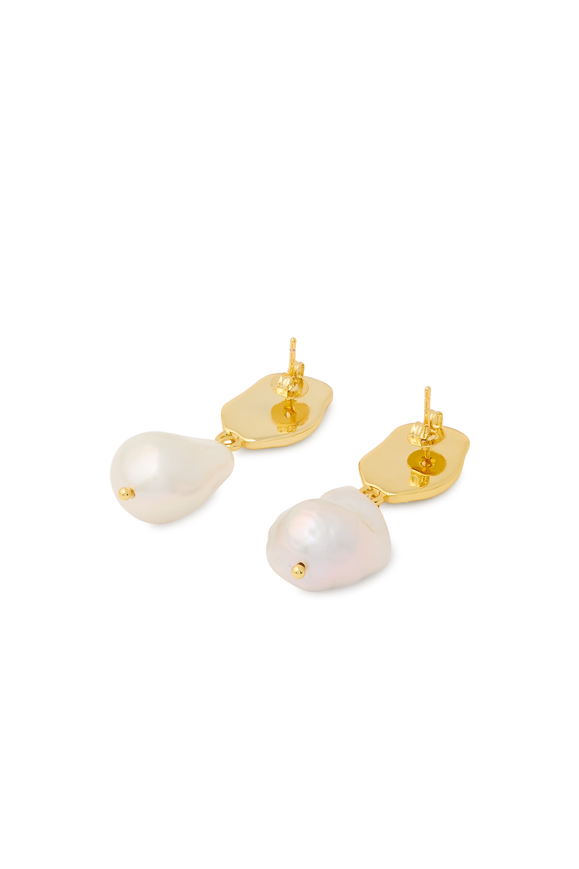 The Marusia Earrings, 18k Gold-Plated Brass  Baroque Pearls