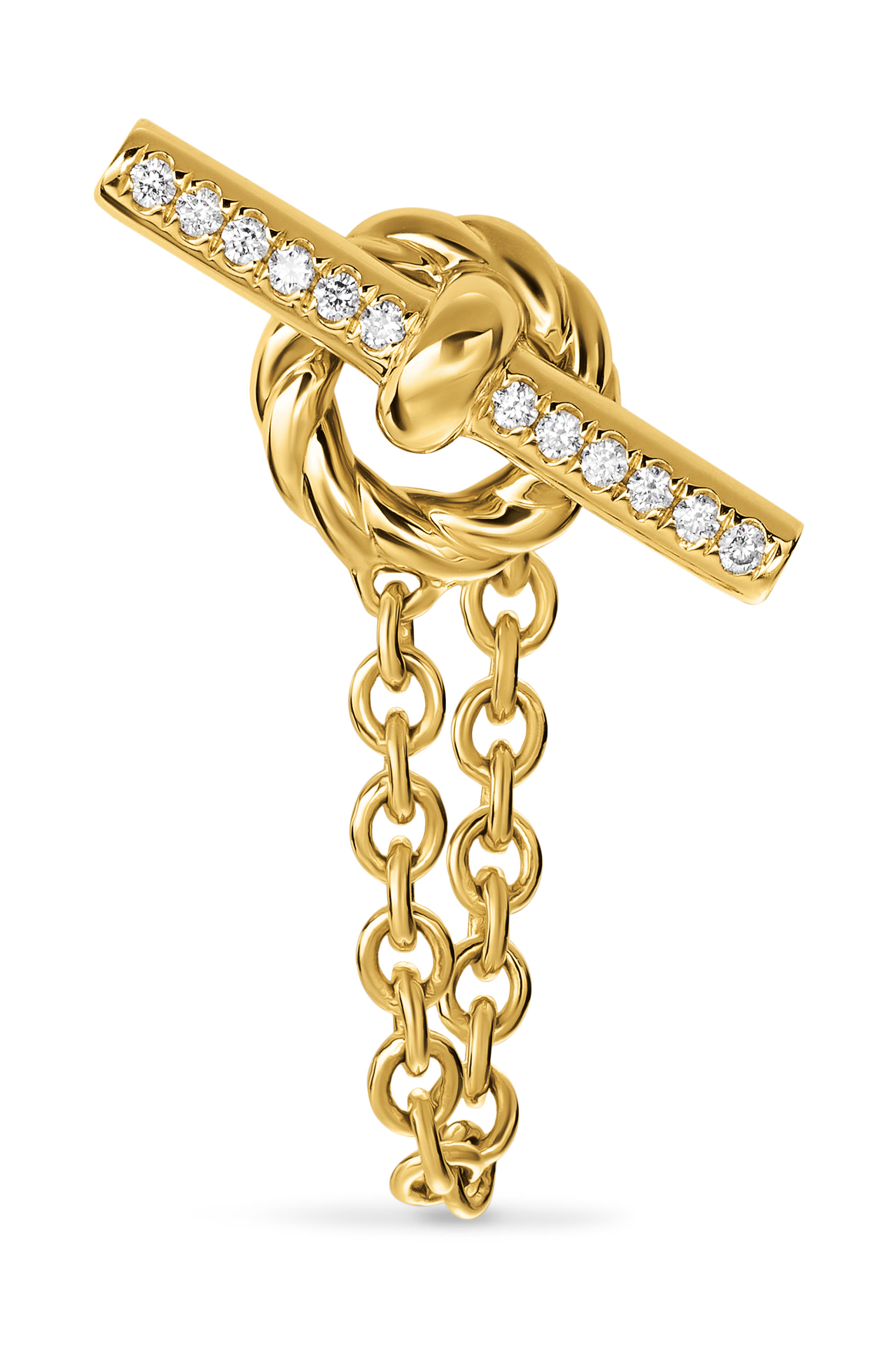 DY Mercer&reg; Petite Toggle Chain Stud Earrings, 18K Yellow Gold  Diamonds