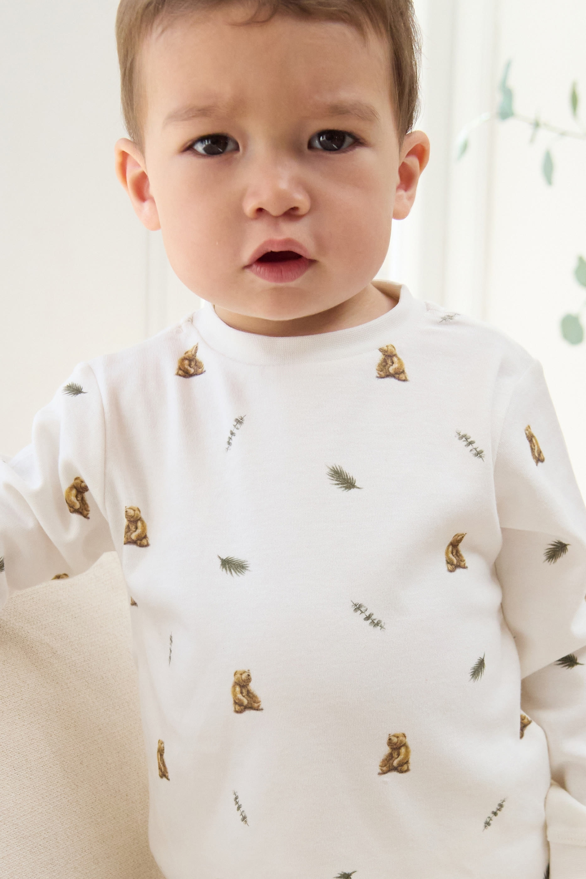 Kids Brown Bear Print Pajamas