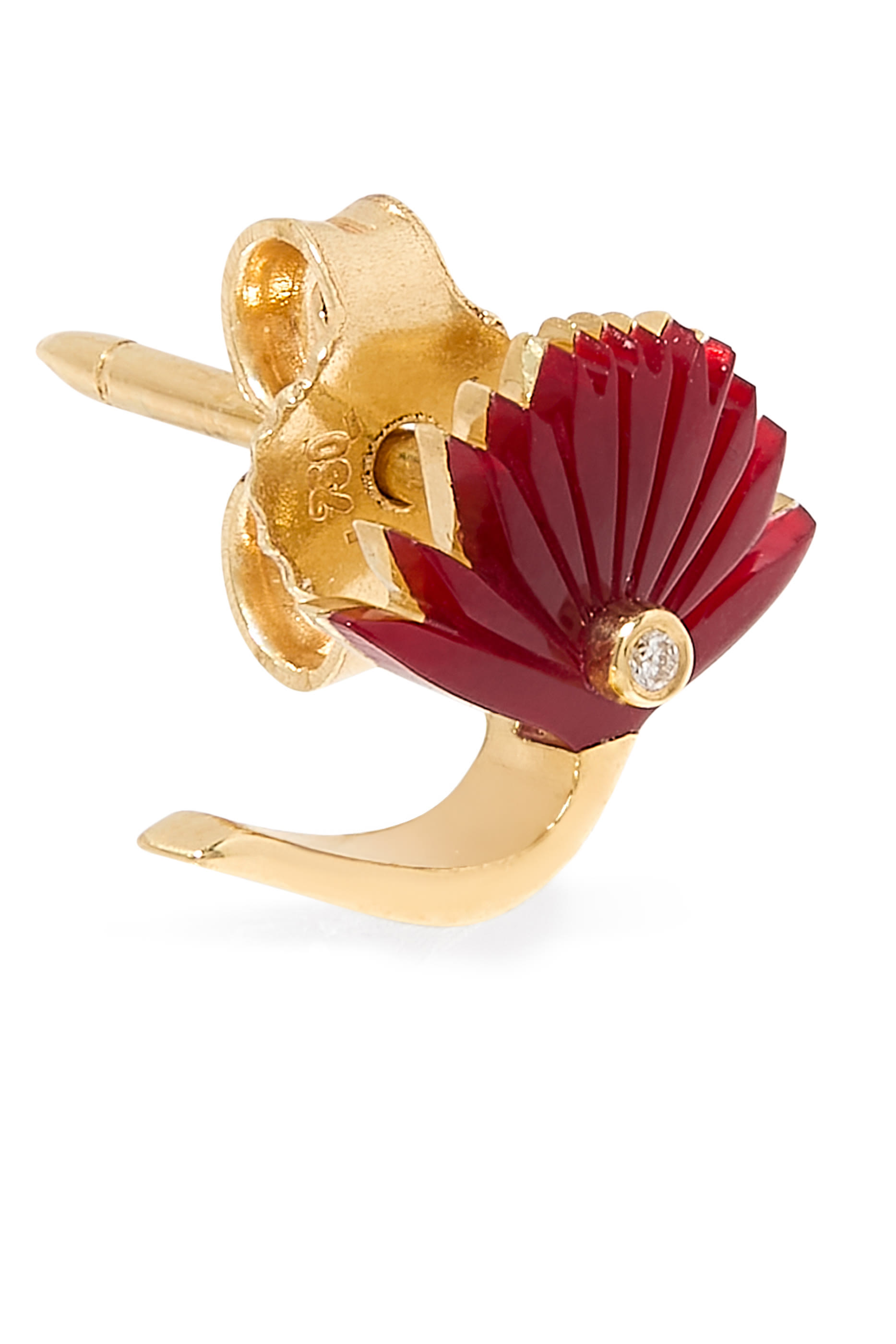 Psychedelia Stud Earrings, 18k Yellow Gold  Diamonds, Agate