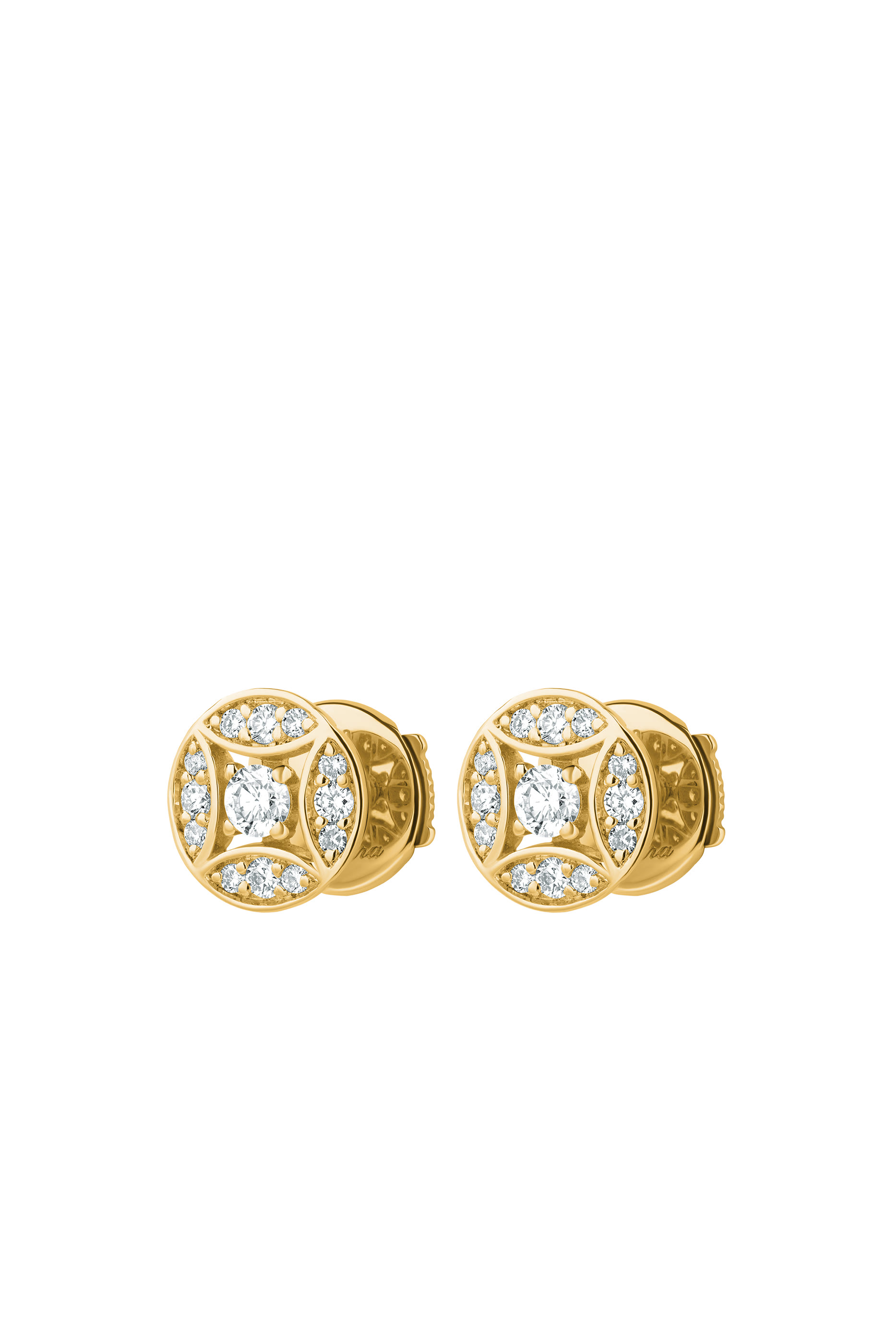 Barq Marquise Circle Stud Earrings, 18k Yellow Gold  Diamonds