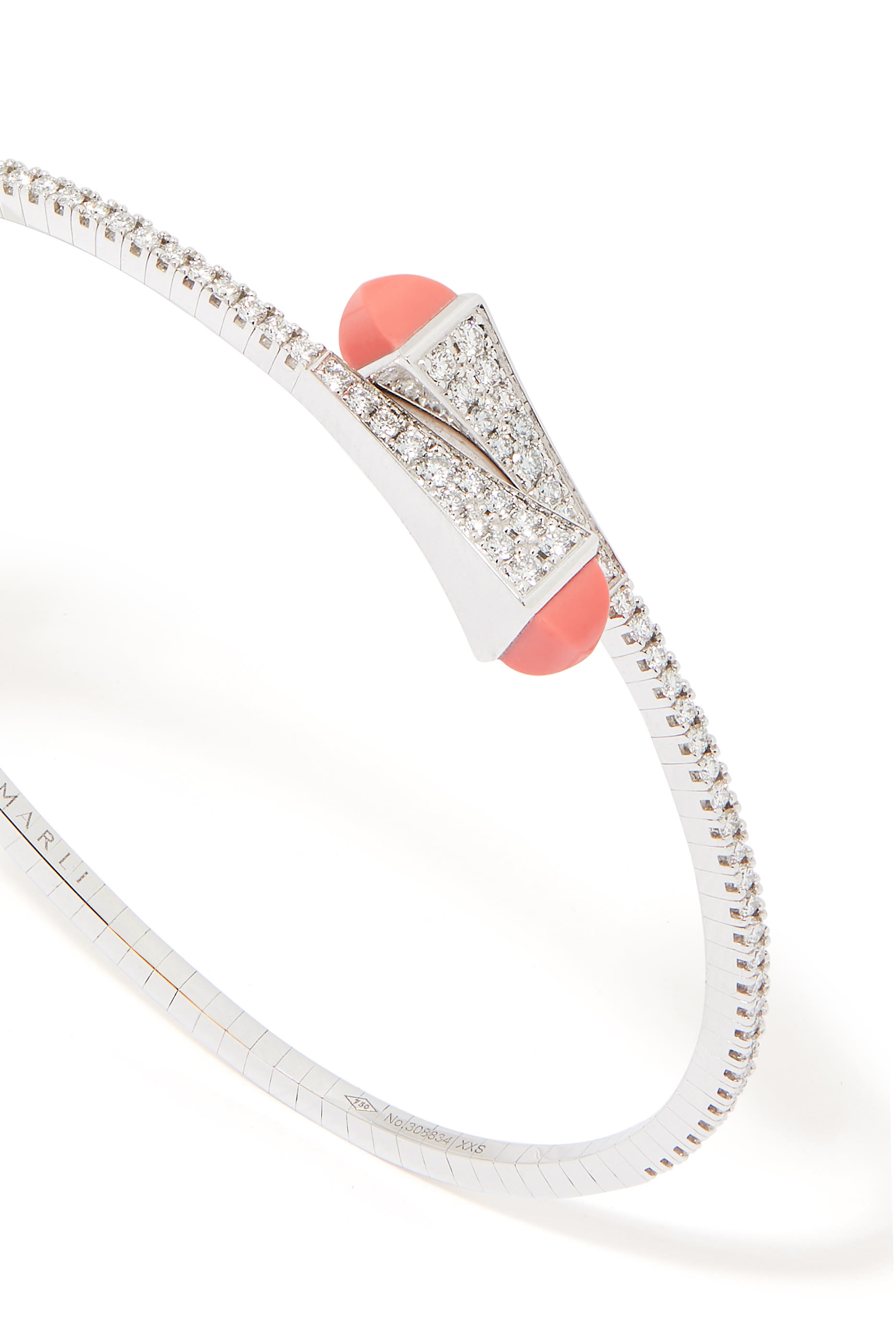 Cleo Pink Coral  White Gold Bangle