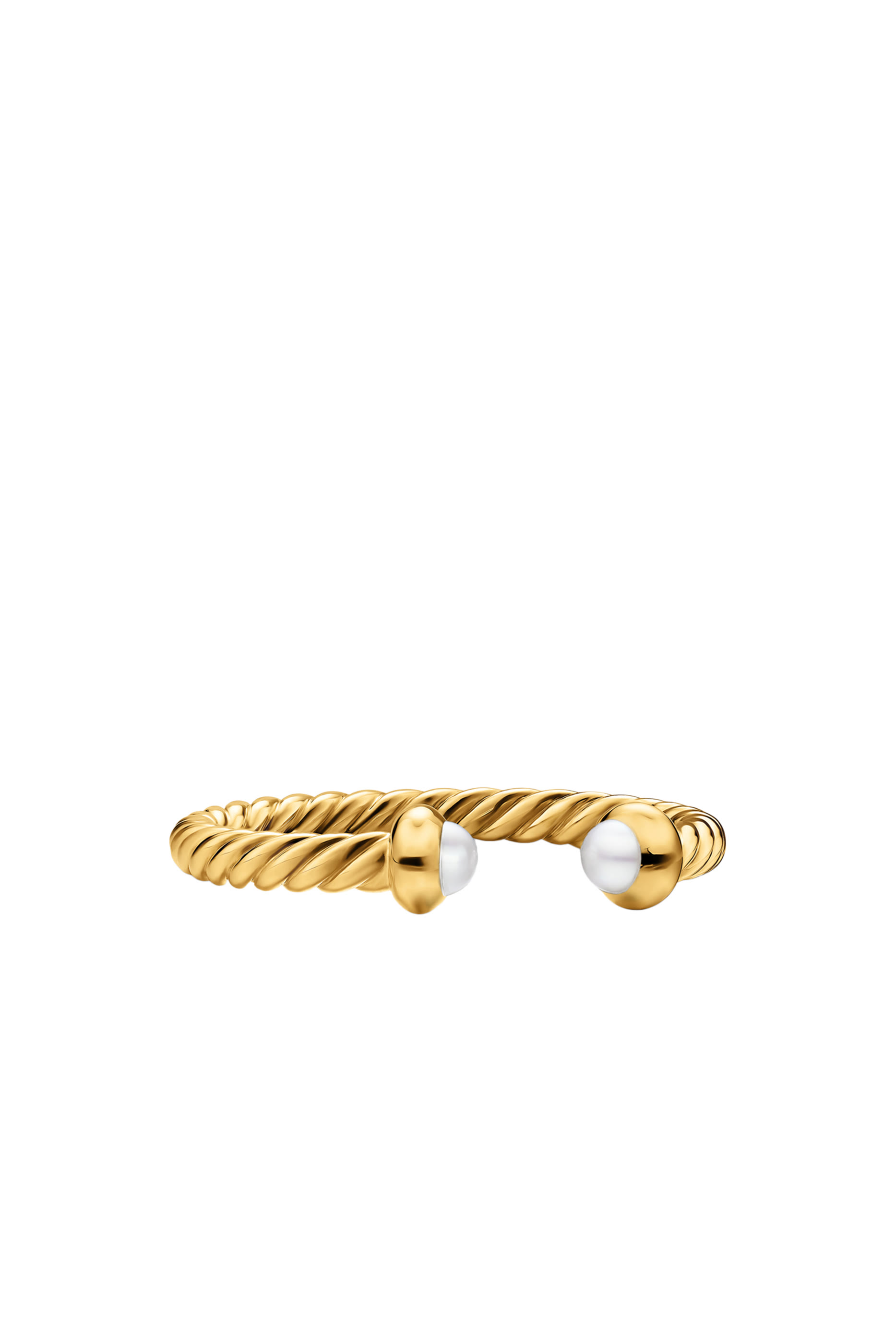 Micro Cablespira&reg; Flex Open Ring,  18K Yellow Gold  Pearls