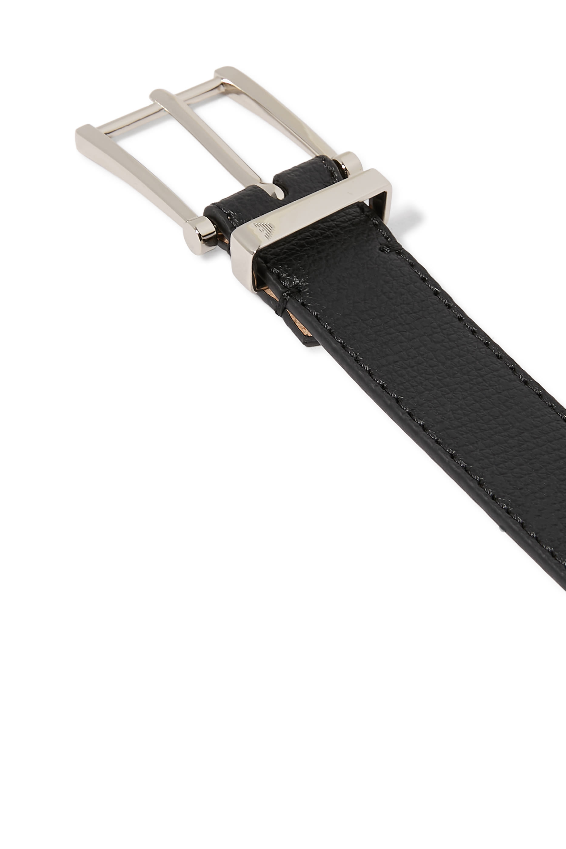 Textured Leather Tongue Belt 