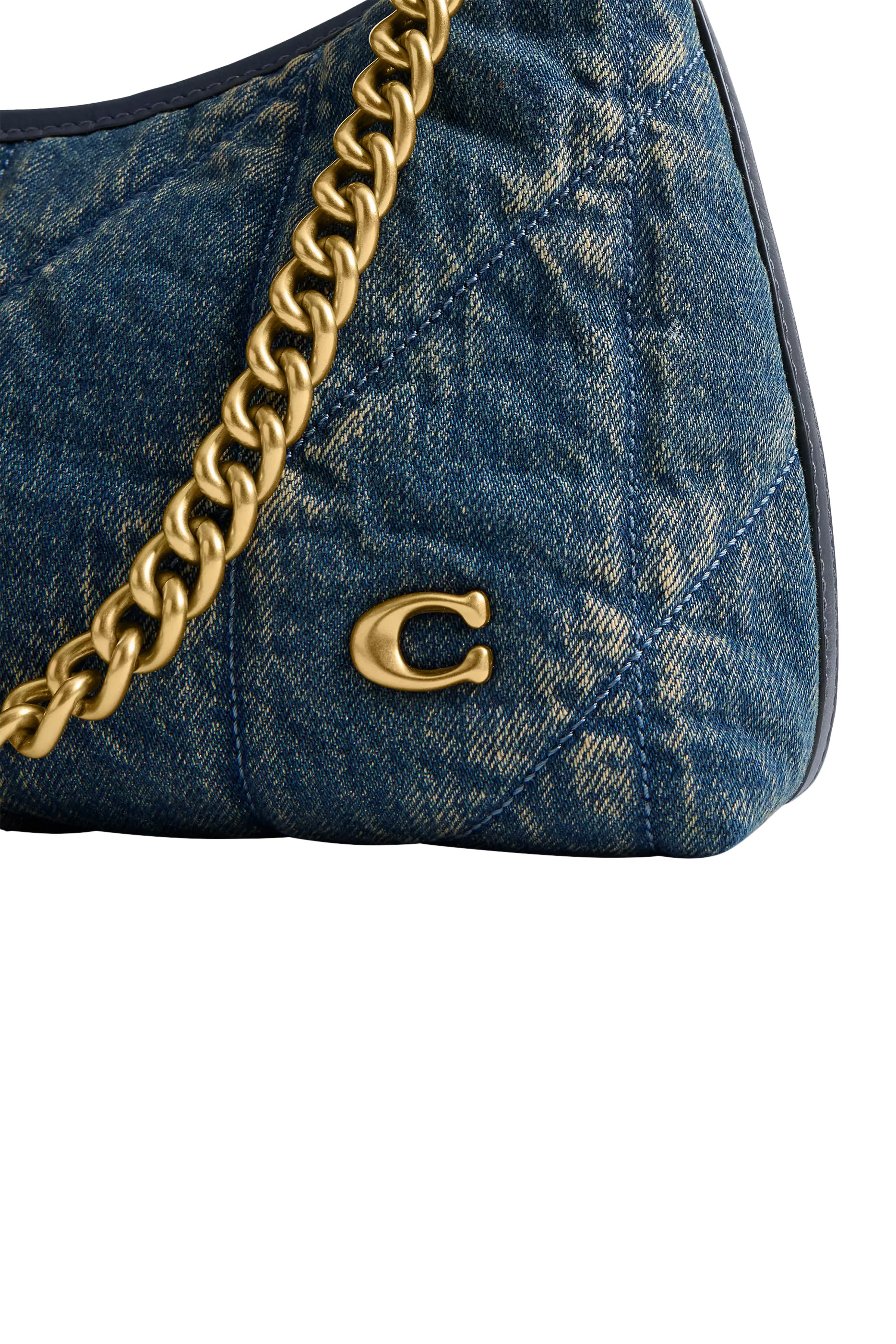 Juliet 25 Shoulder Bag In Regenerative Cotton Denim with Quilting