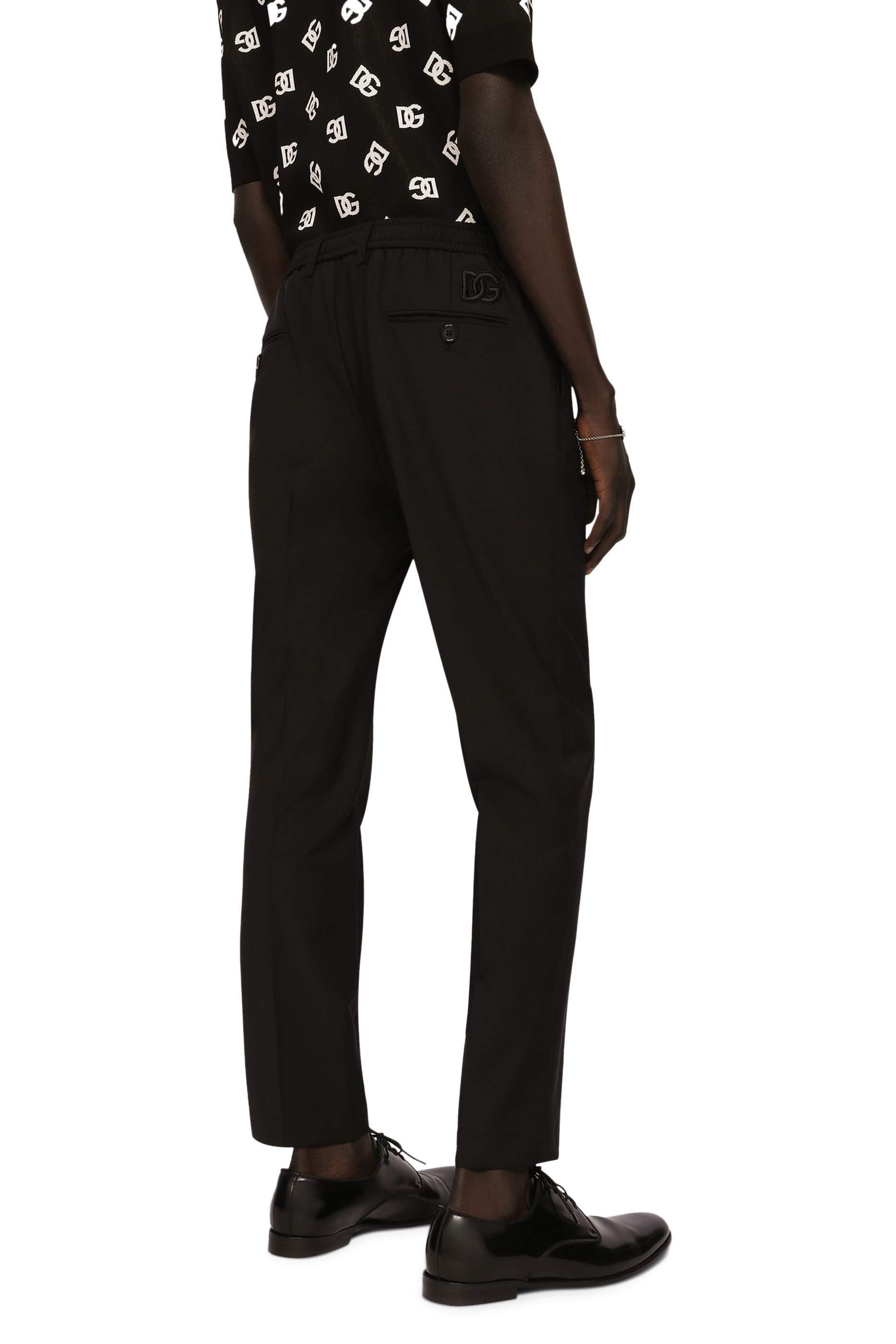 Stretch Cotton Pants with DG Embroidery