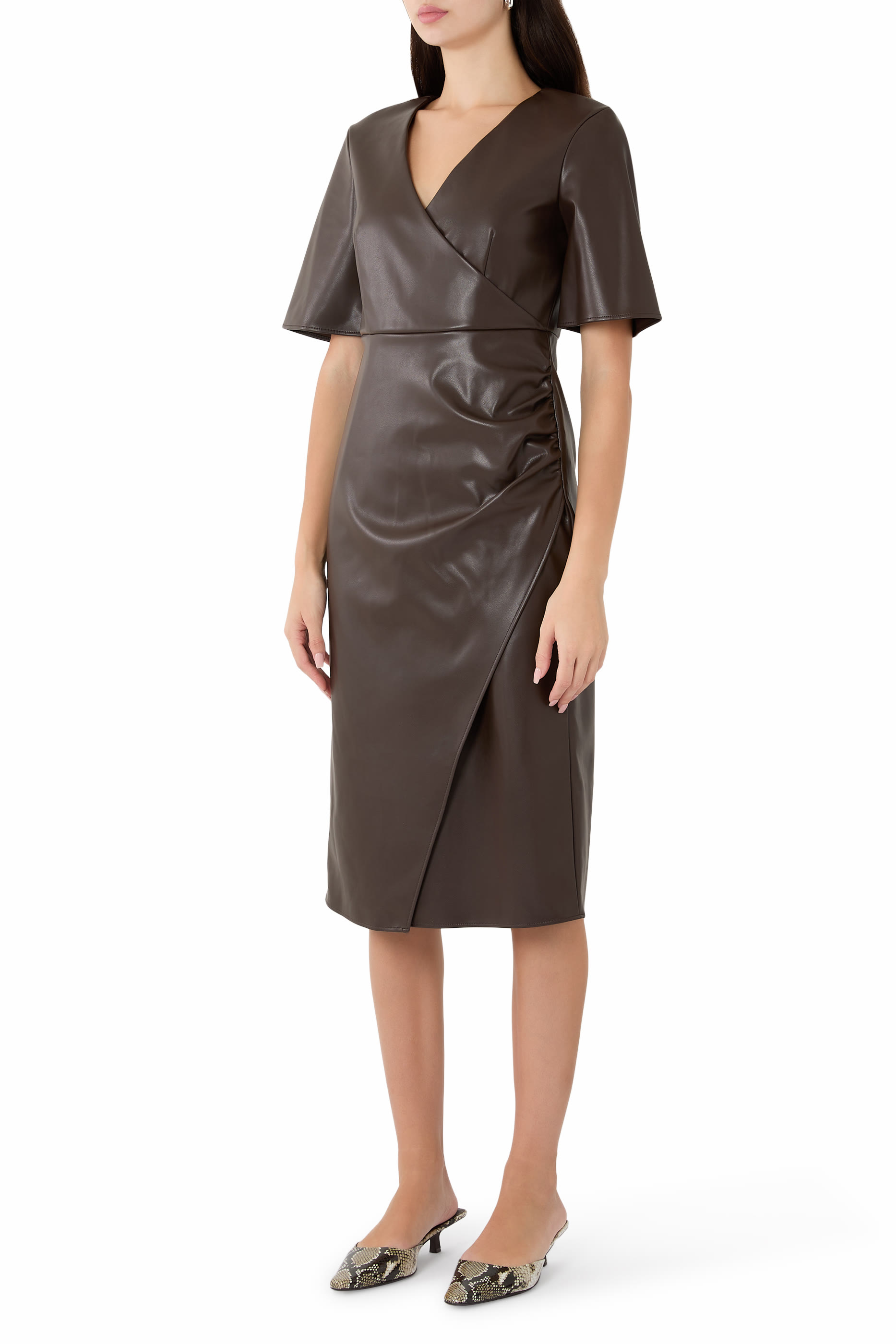 Wrap Front Rib Details Dress
