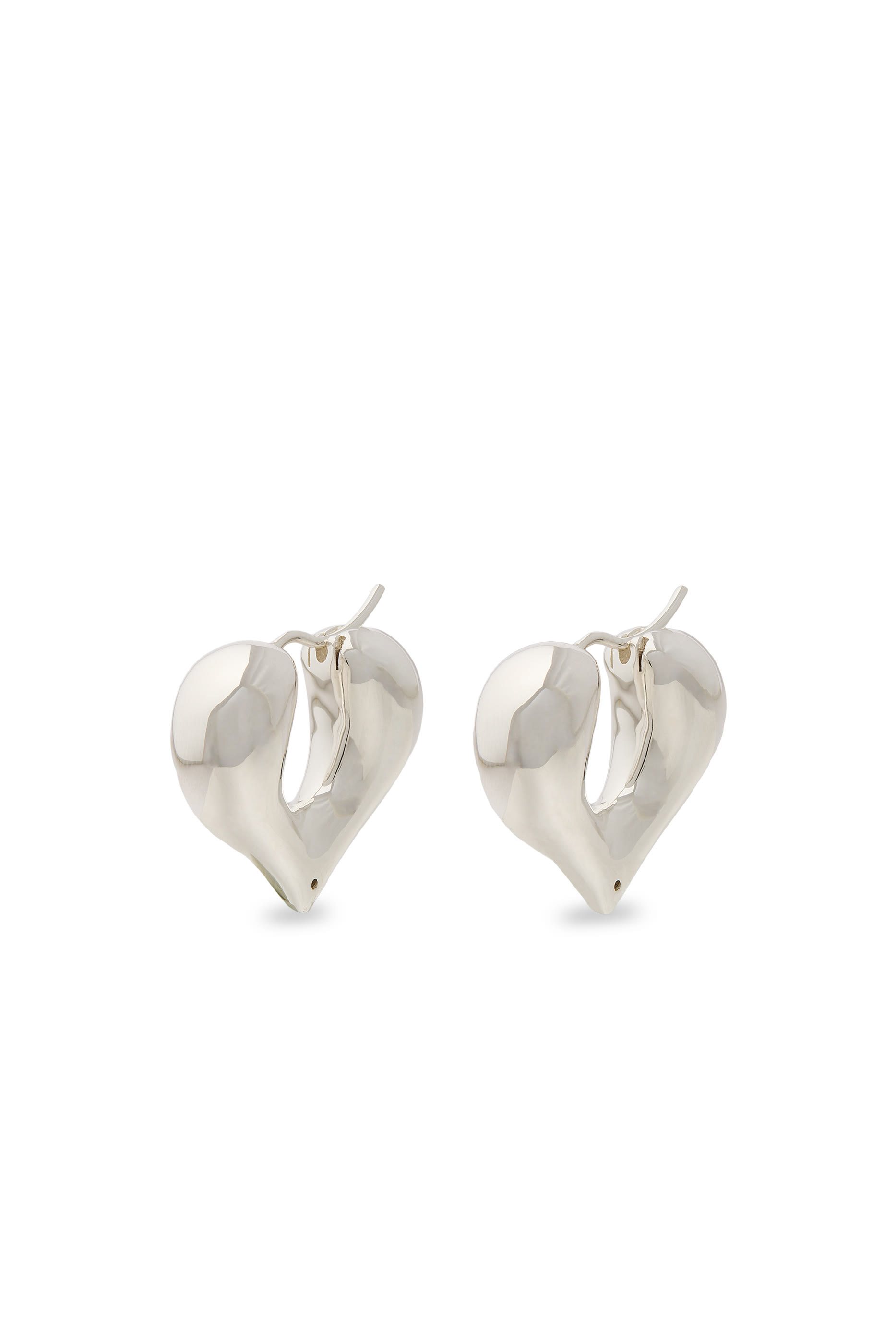 Molten Heart Medium Hoop Earrings, Recycled Sterling Silver Plating